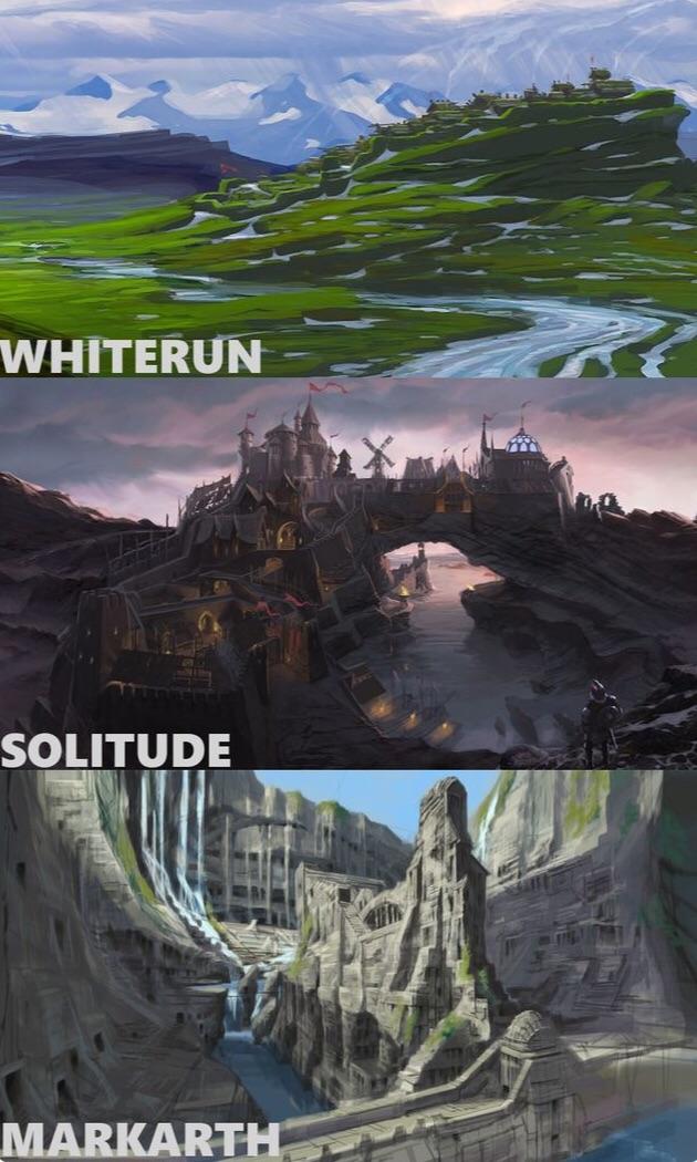 These are the concept designs for some cities in the Elder Scrolls V