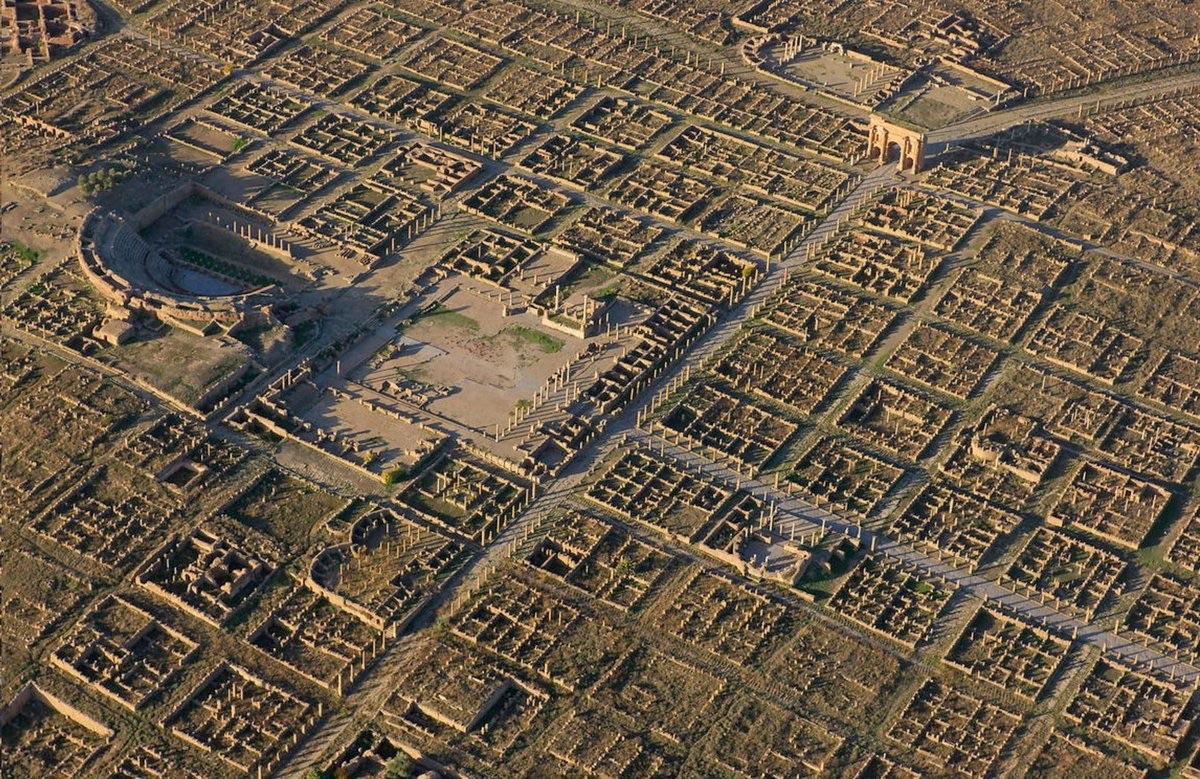 The Roman ruins at Timgad, Algeria are some of the best preserved