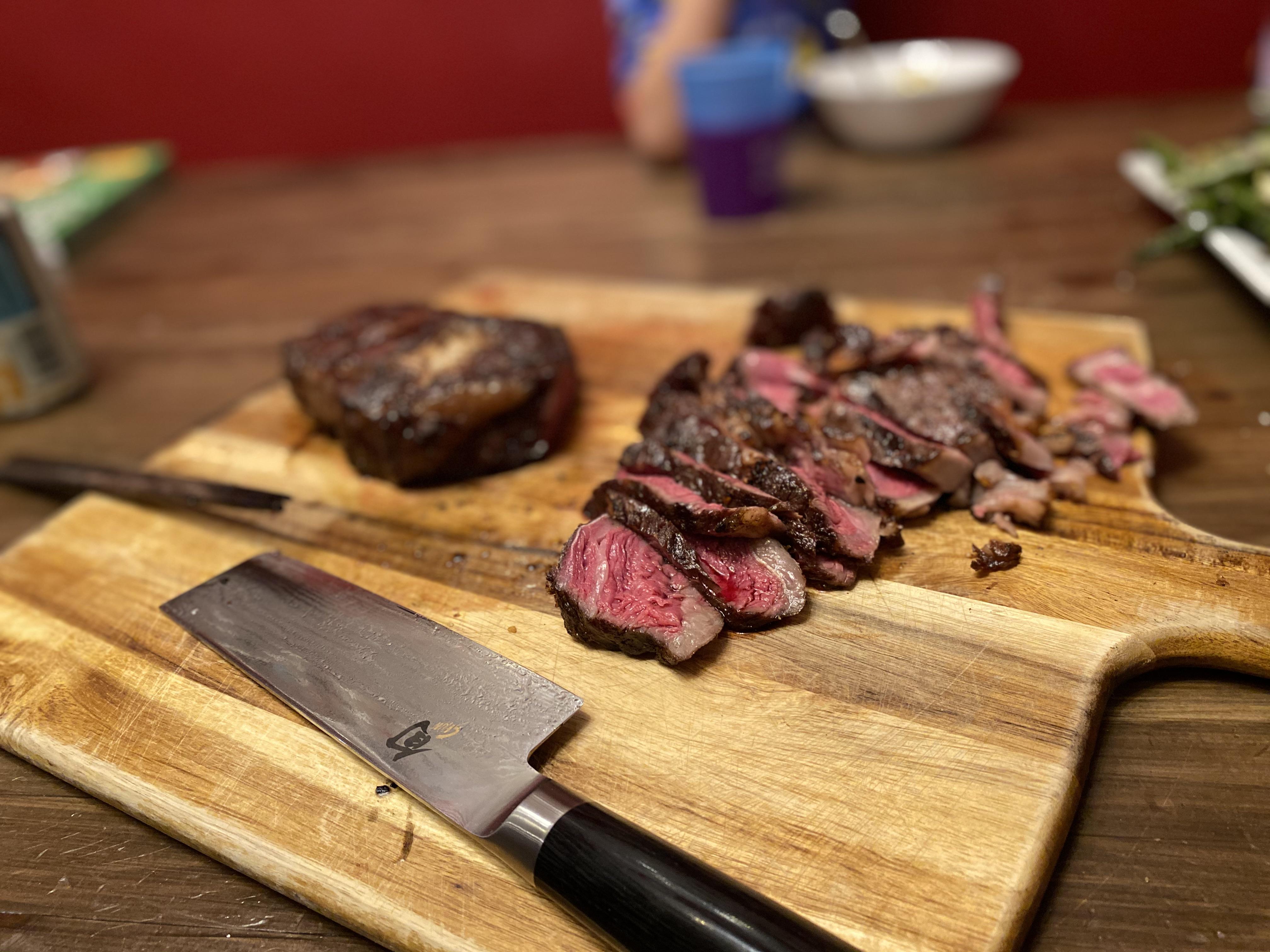 First sous vide steak of the season. Chimney finish. Buttered, herbs