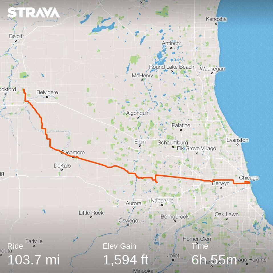 Biked from my hometown of Rockford, IL to downtown Chicago