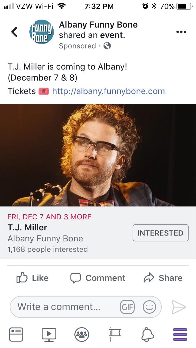 T.J. Miller coming to the Funny Bone? I guess he really did