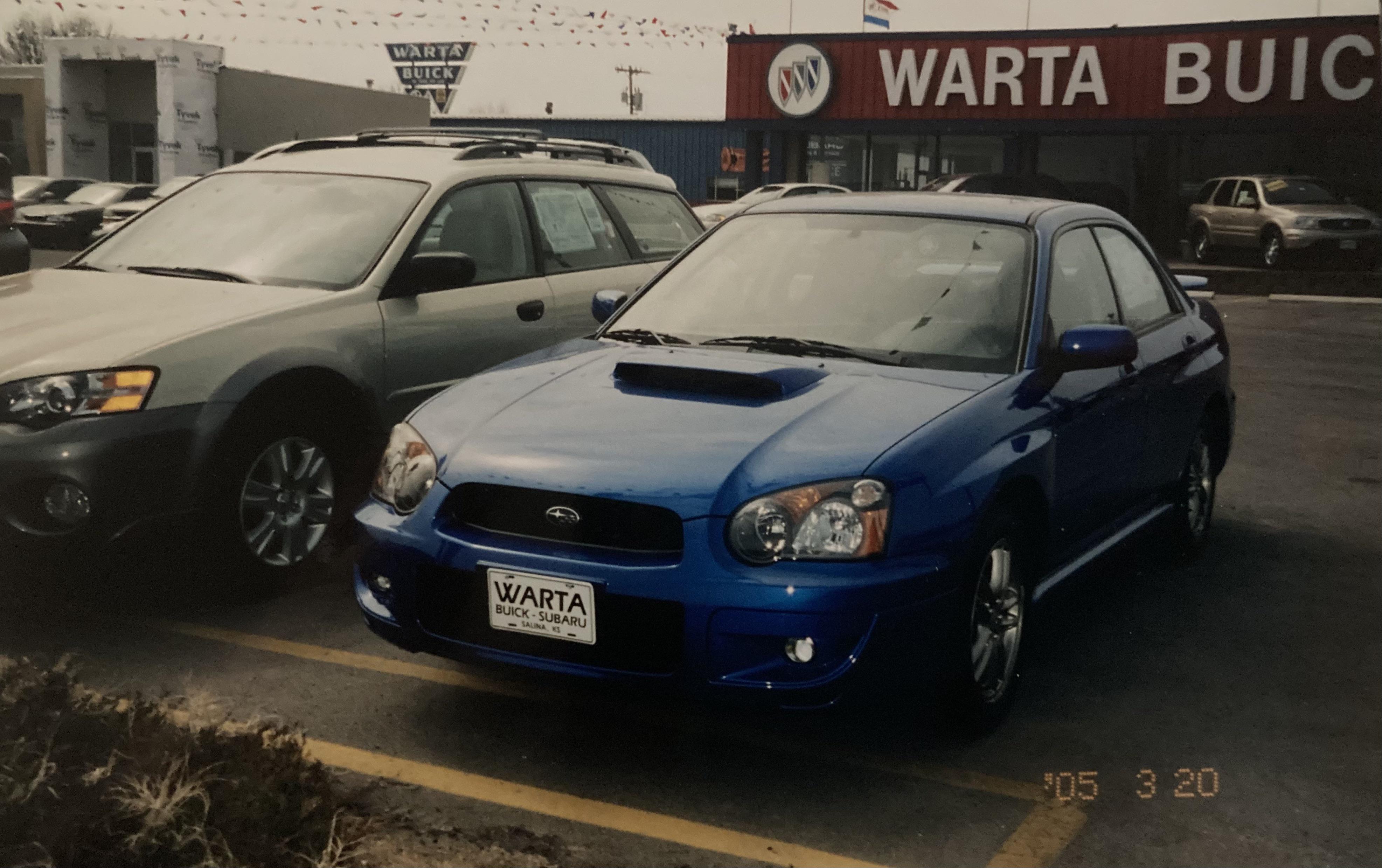 March 2005 a new WRX sits on the lot at Warta Buick/Subaru in Salina