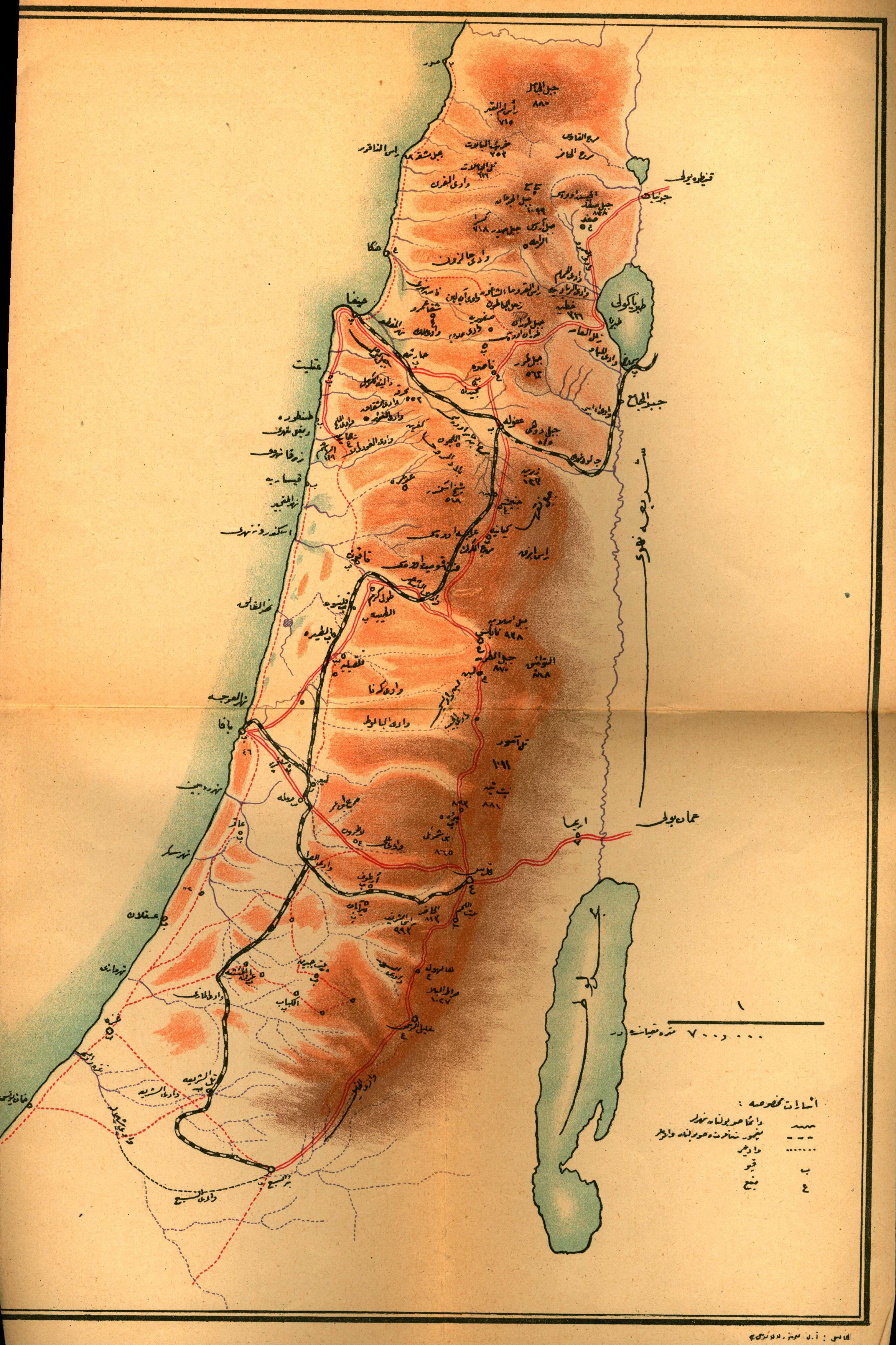 Ottoman army map of Palestine, 1913 r/MapPorn