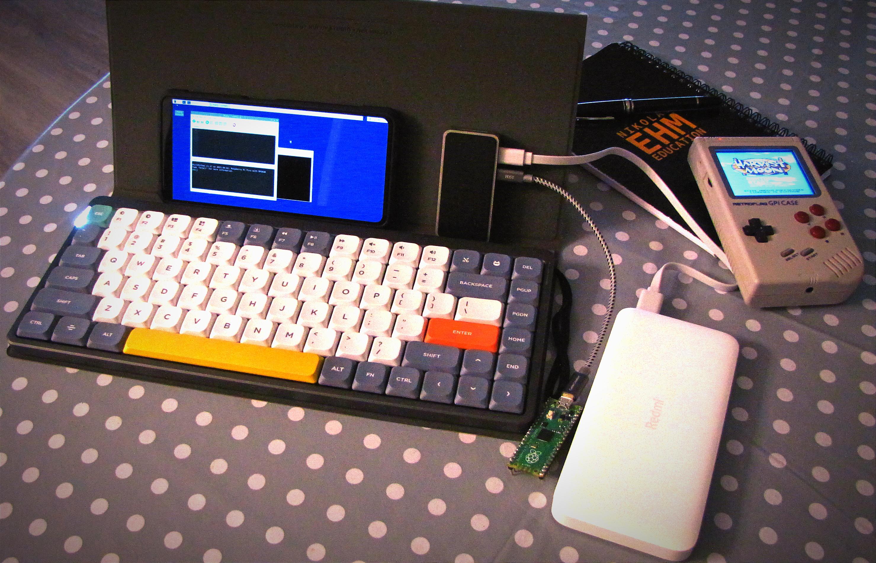 Mobile Pi Pico coding setup using Pi Zero W, smartphone for display and