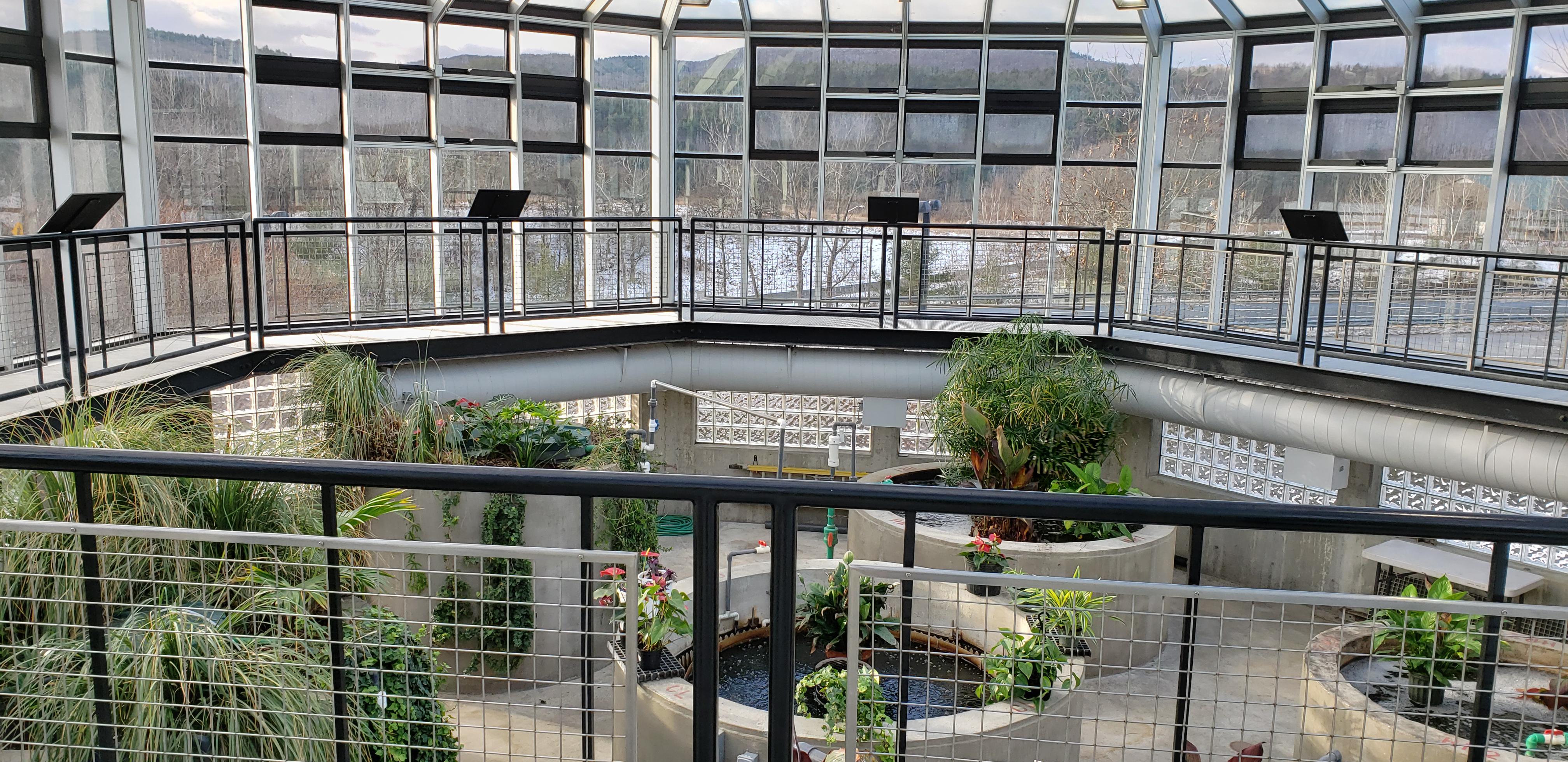 Hydroponicenhanded "Living Machine" greenhouse at the Sharon Rest Area