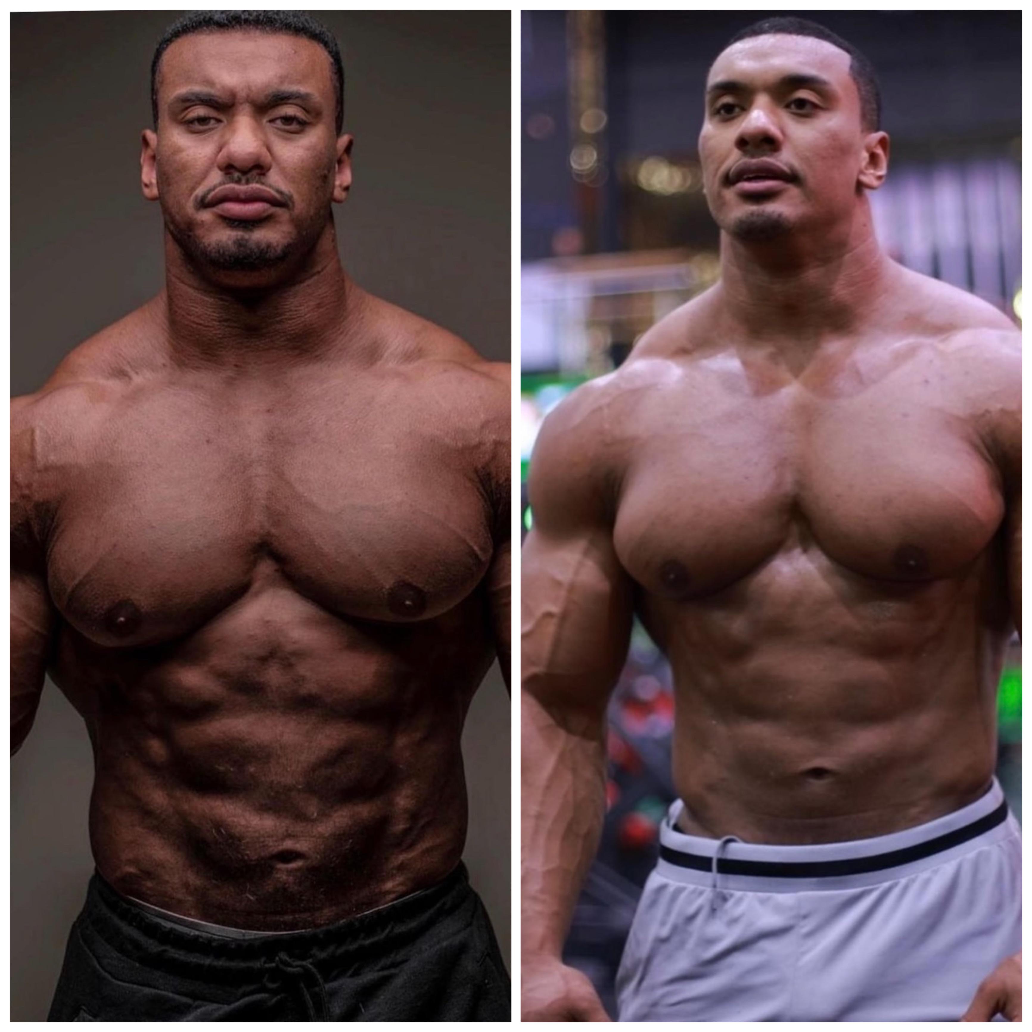 Larry Wheels during peak steroids abuse VS current photo r/nattyorjuice