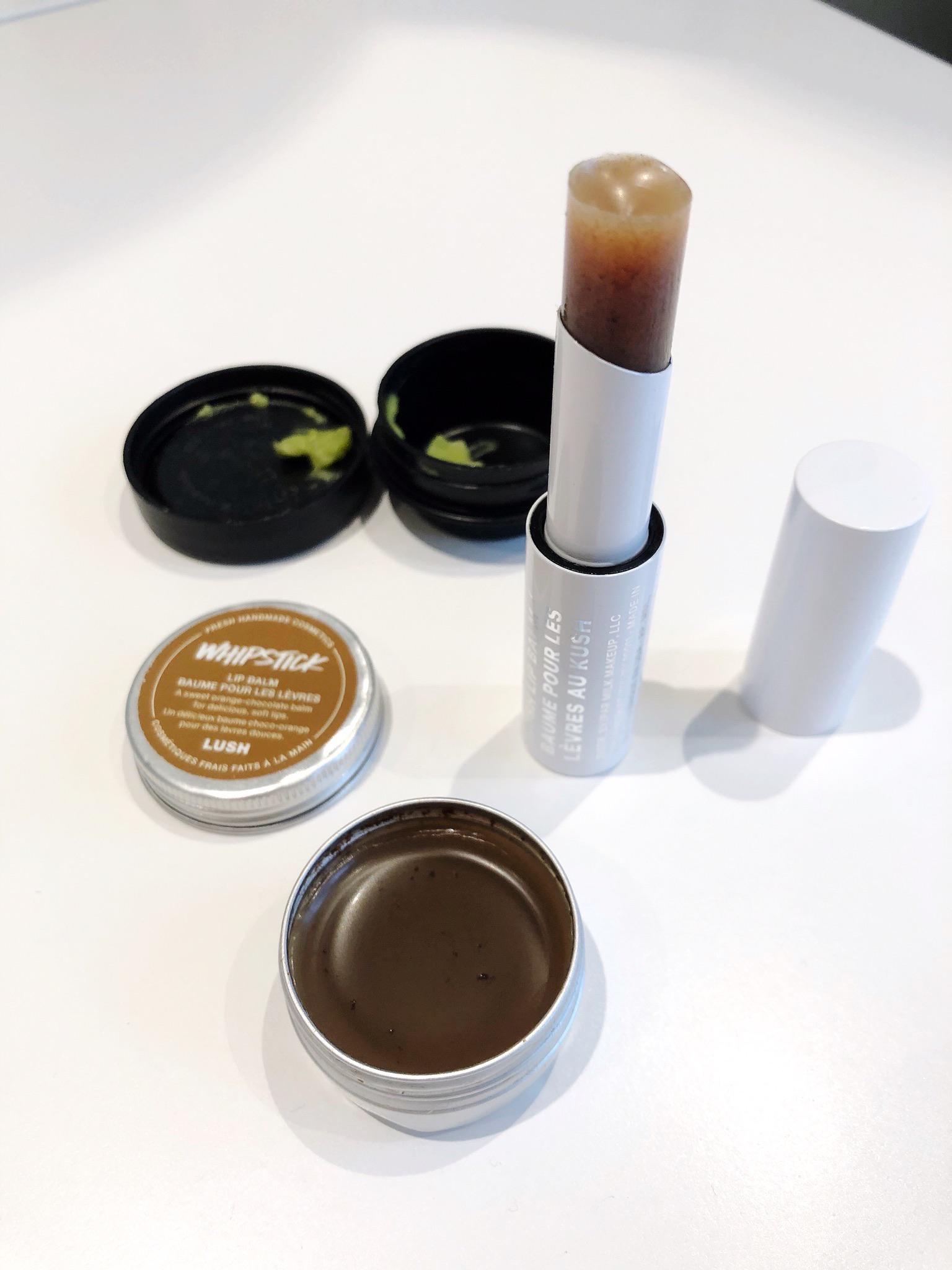 repurposed a used lip balm tube by refilling it with a lush balm no