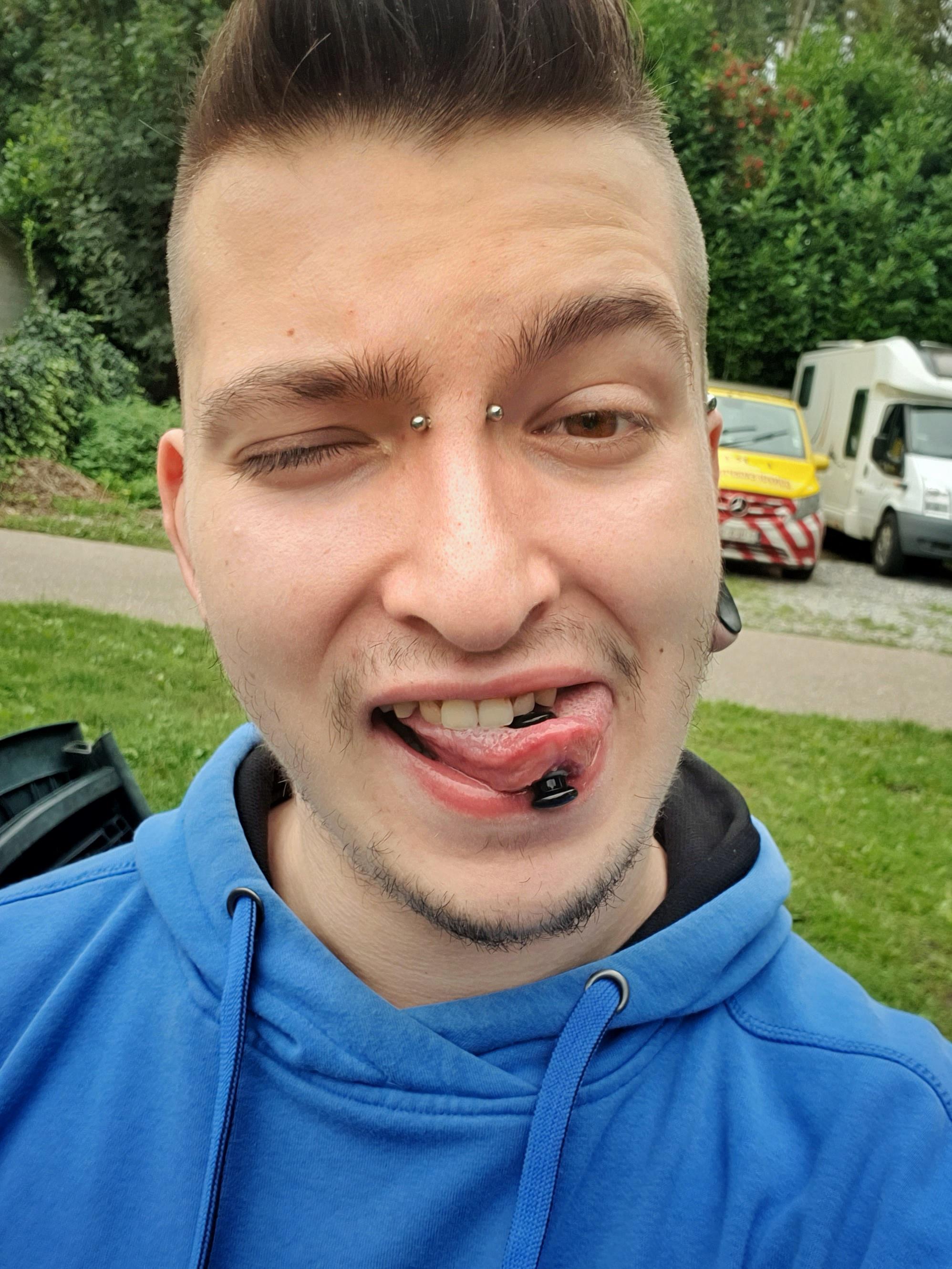 Most recent tongue stretch 8mm (0g) r/Stretched