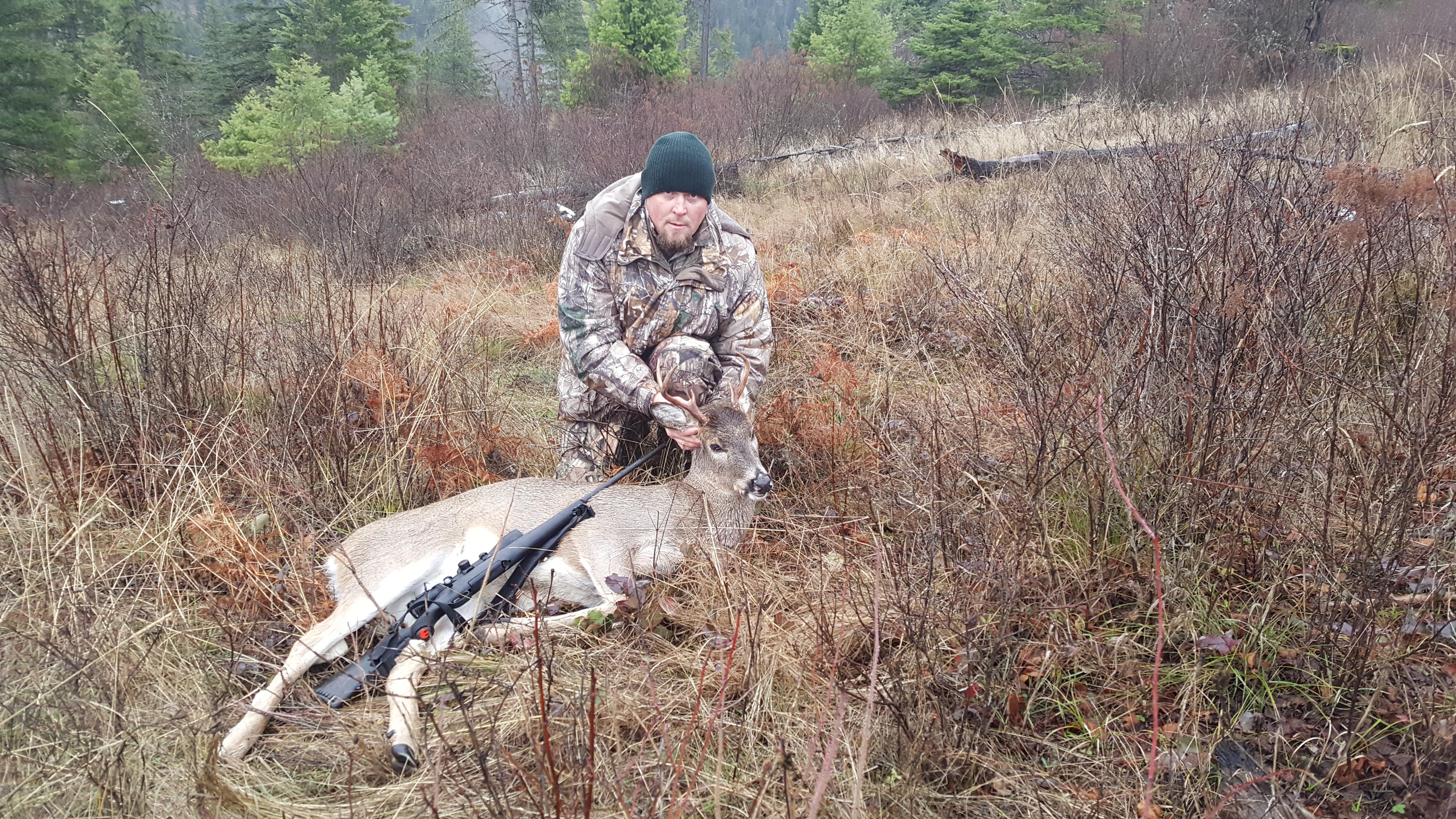 Cold and rainy day in North Idaho, but I brought home my first buck
