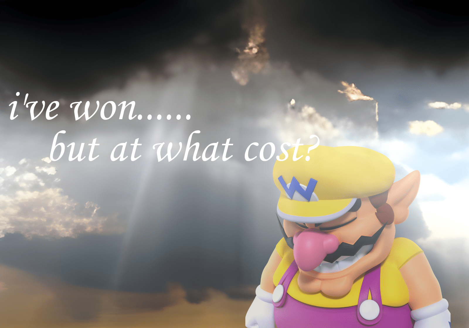Wario "I've won...... but at what cost?" meme template HD remaster r
