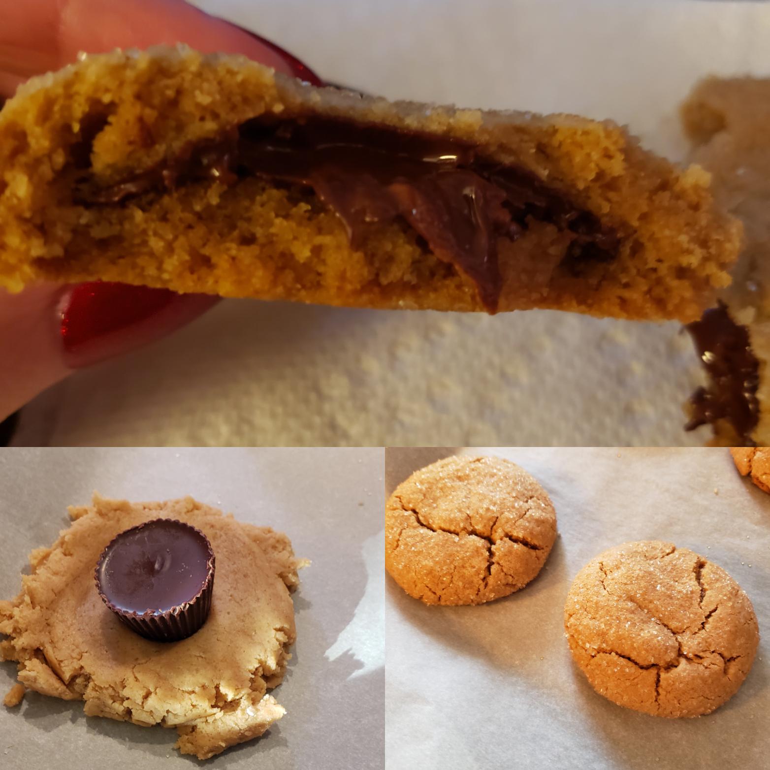 PB cookies stuffed with Justin's mini dark choc PB cups r/VeganBaking