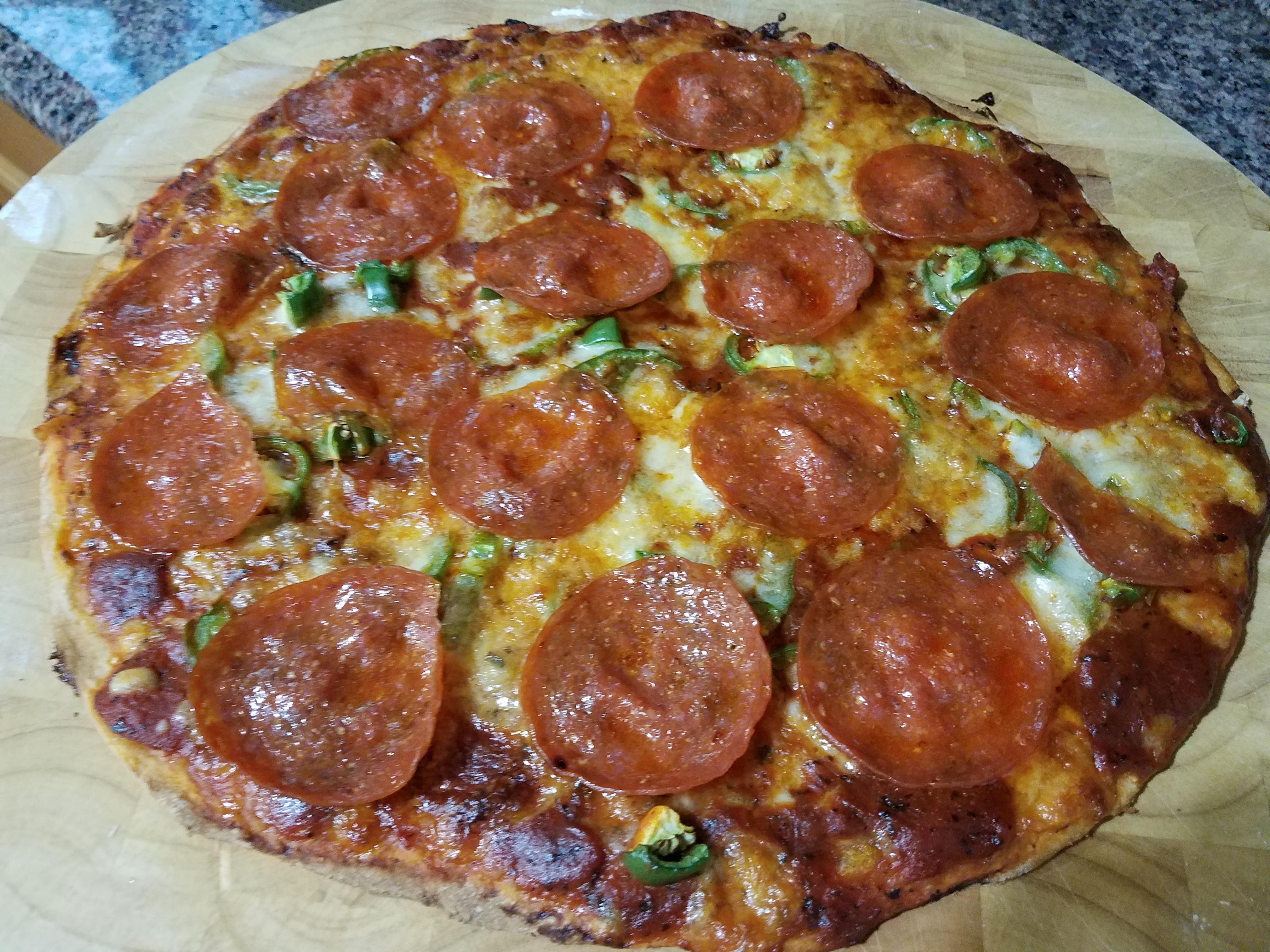 [Homemade] Pepperoni and Jalapeno Pizza r/food