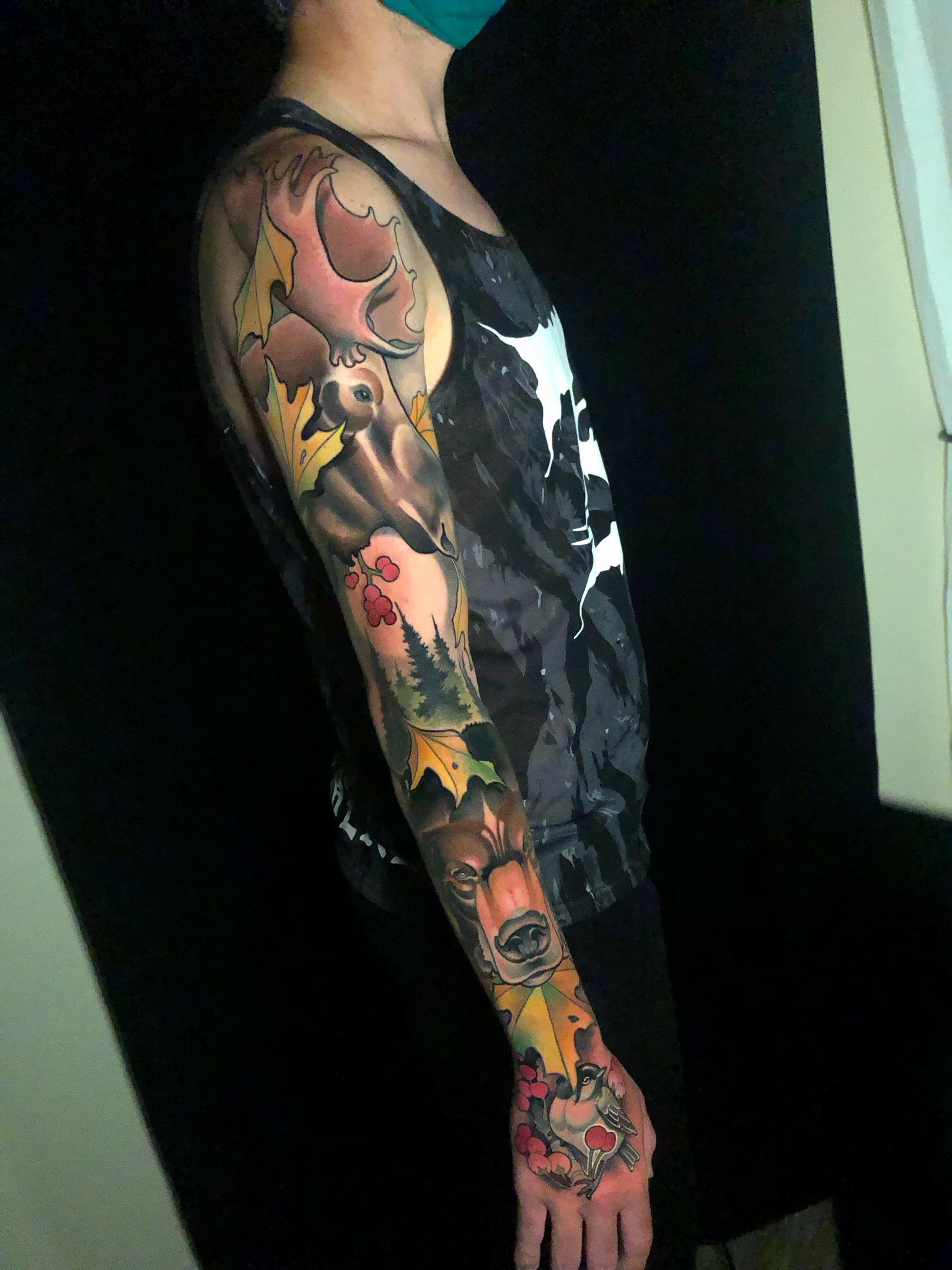 Sleeve done by Milo Alfring, Black Sage Studio in Evergreen, CO tattoos