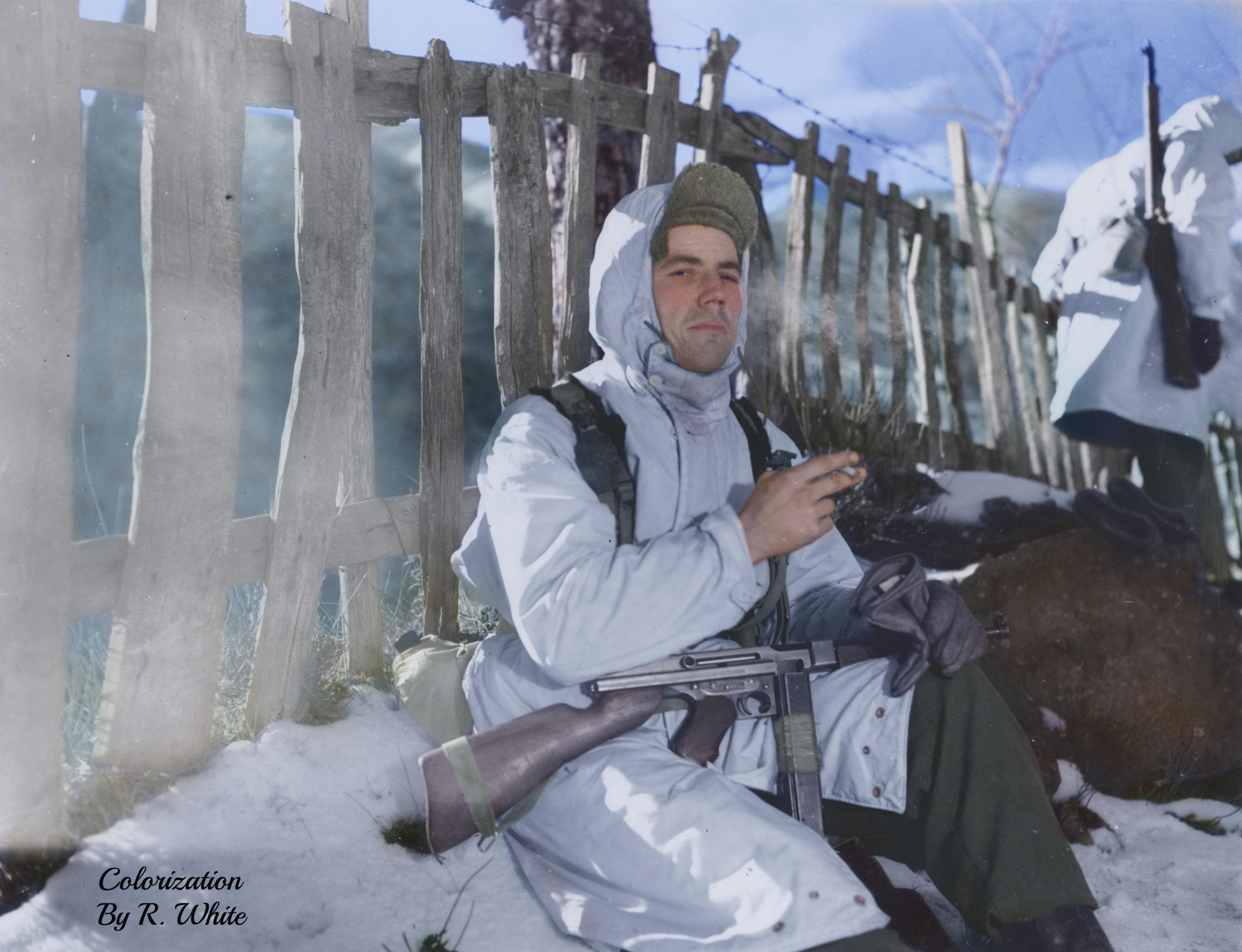 Sgt. Leslie Caraway from Nixon, Texas, stops along a trail for a rest