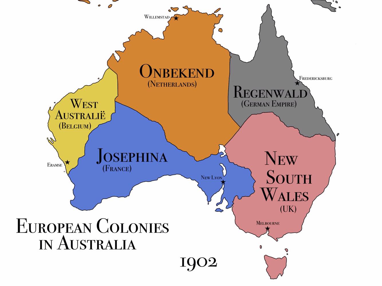 European Colonies in Australia, 1902 [Following a far more competitive colonisation of the