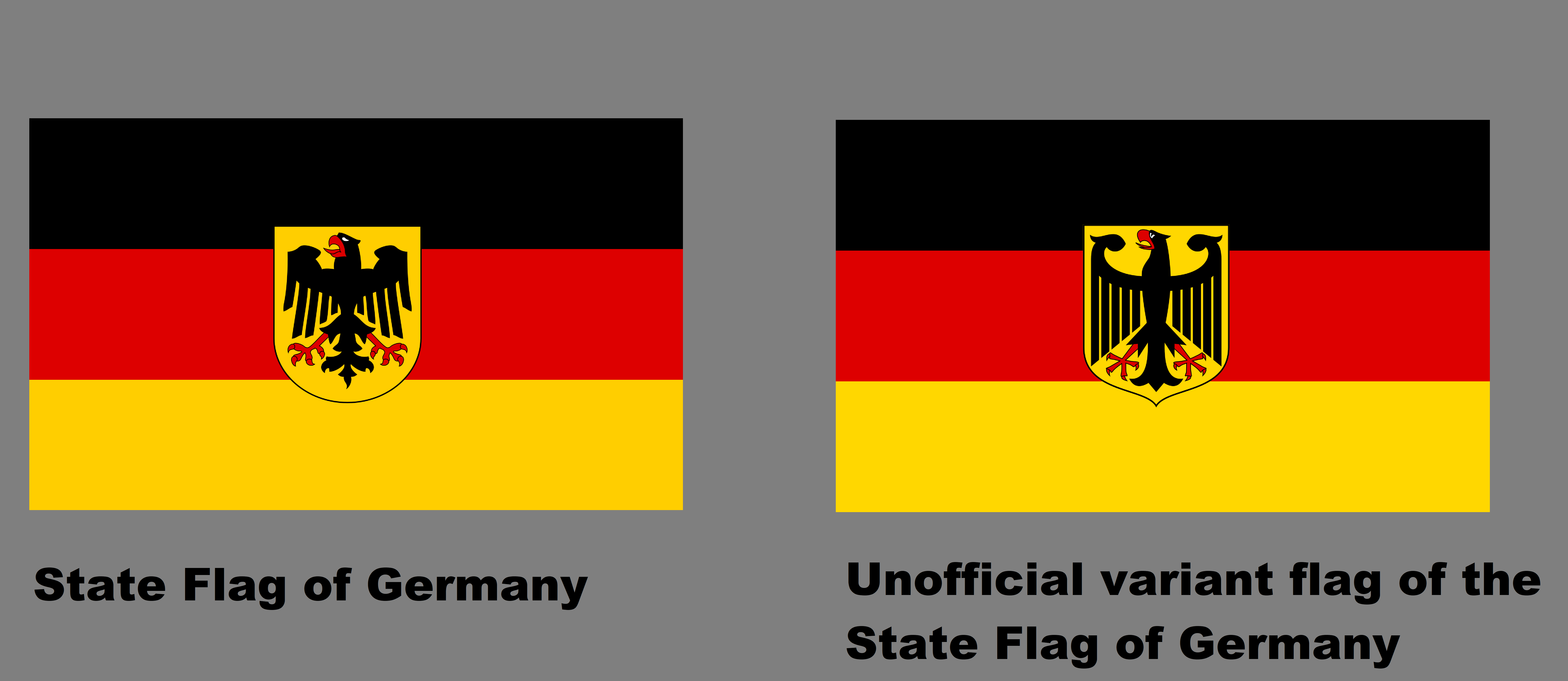 Differences between the State flag of Germany with the Emblem and A