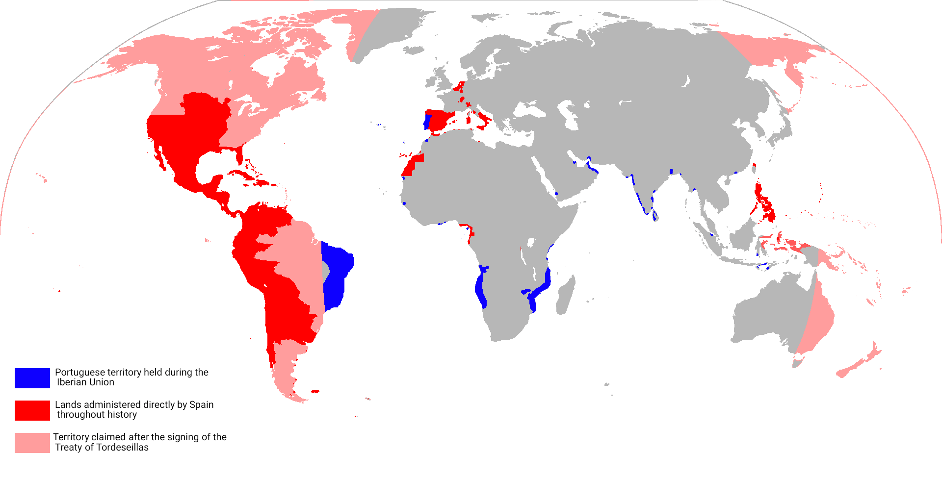 A map of all lands and territory ever controlled/claimed by Spain