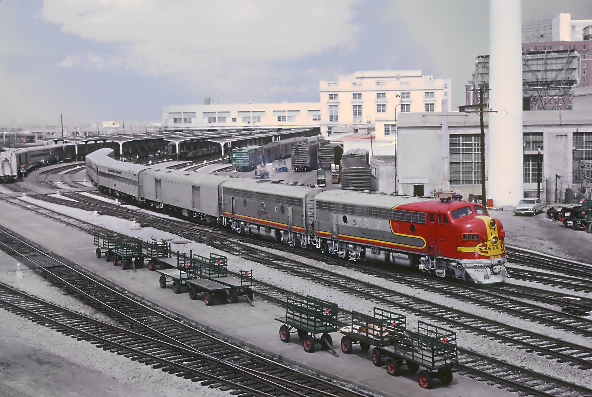 ATSF Train 16, the Texas Chief departing Dallas, Texas Union Terminal (Ft. Worth section joins