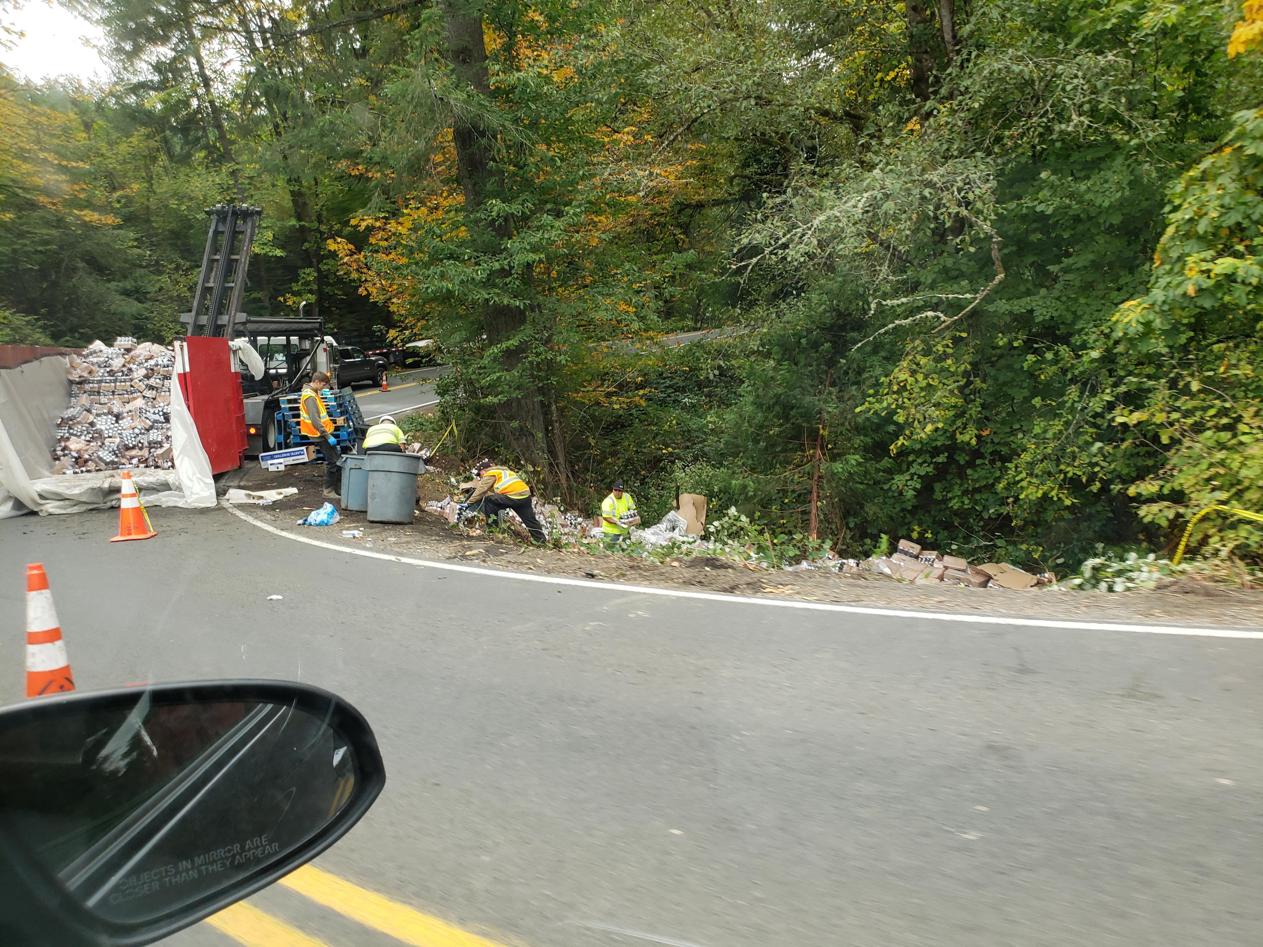 They're still cleaning up Old Cornelius Pass RD from that truck accident yesterday. One lane