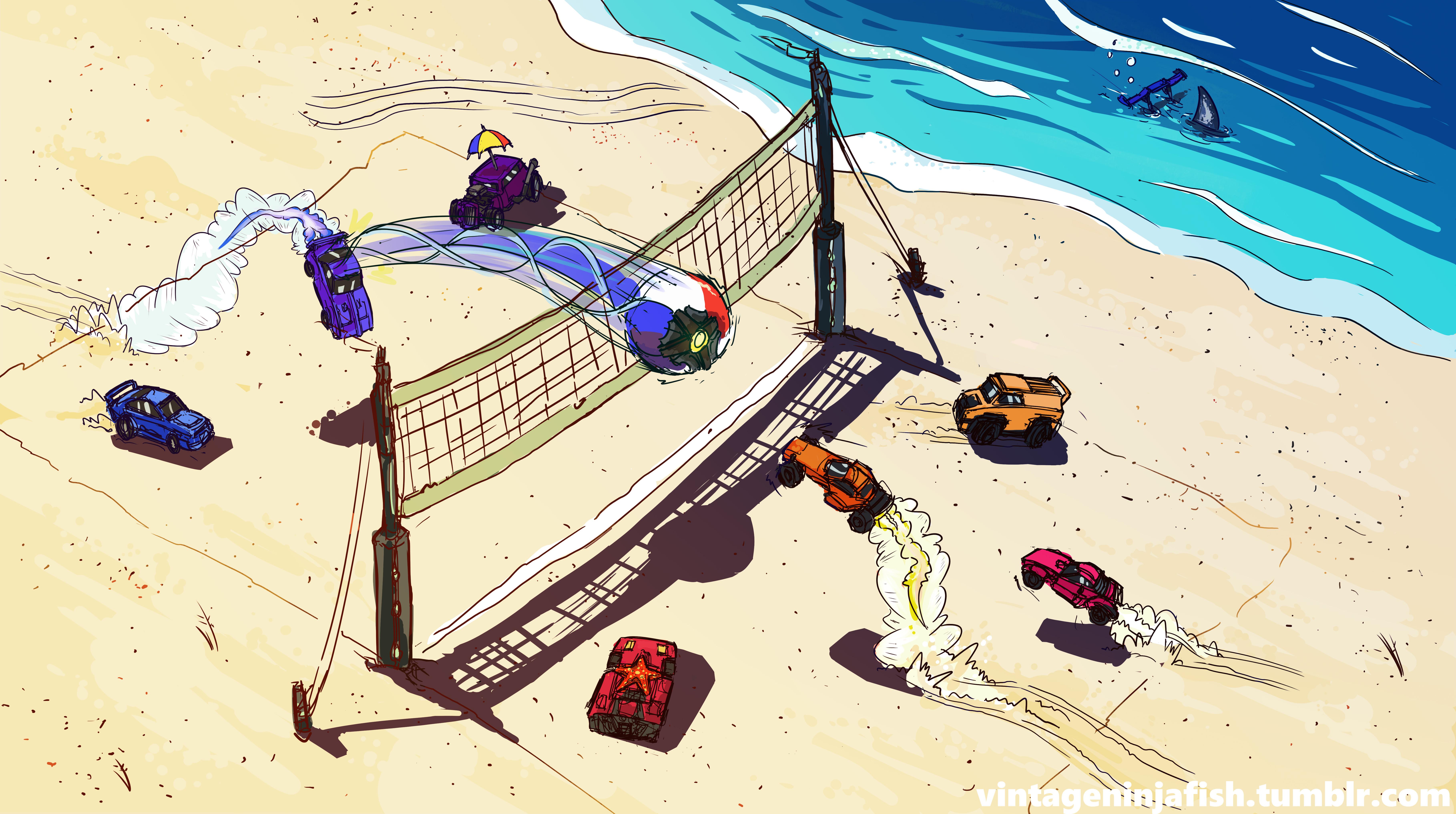 Some Summer Themed Rocket League Art I Made a few Years Ago! r