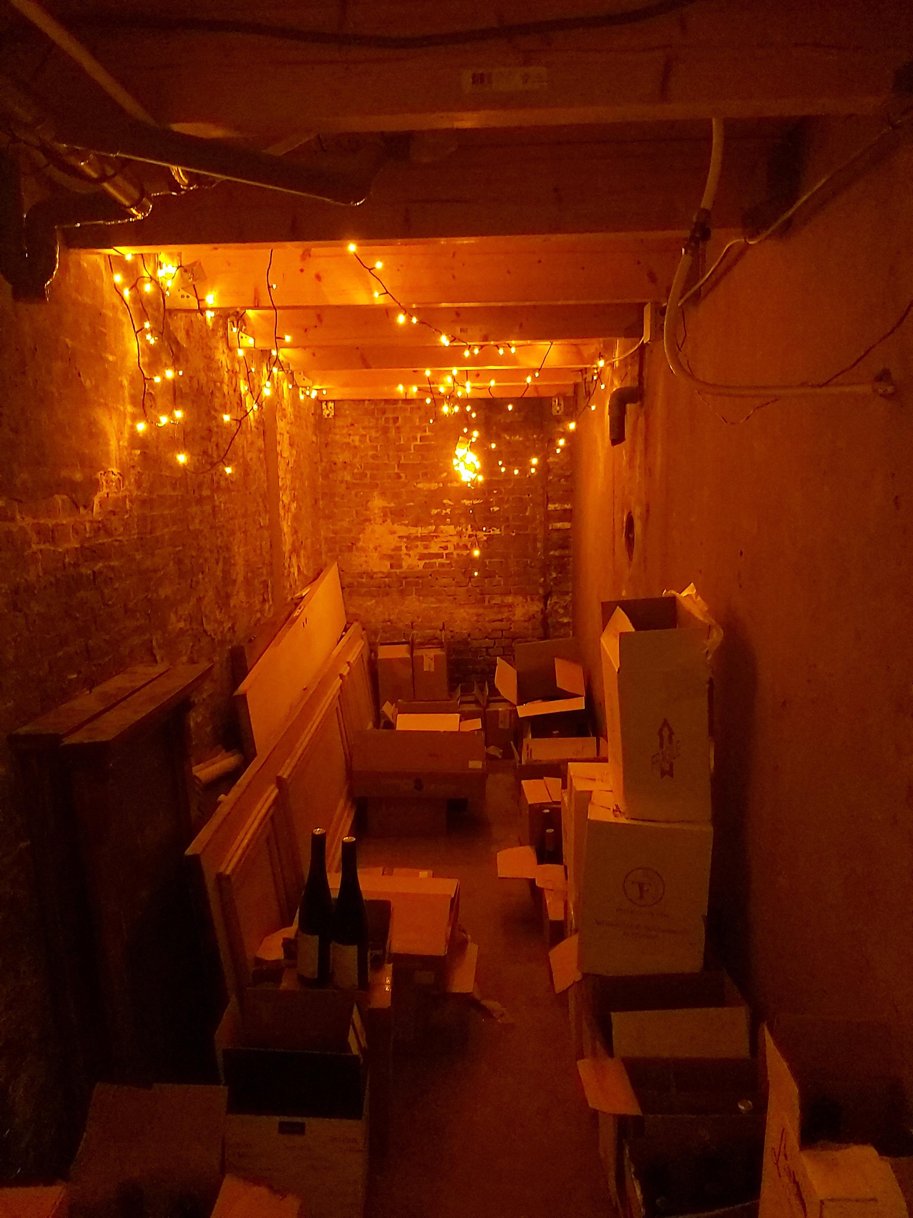 Wine cellar at the restaurant I work at. r/CozyPlaces
