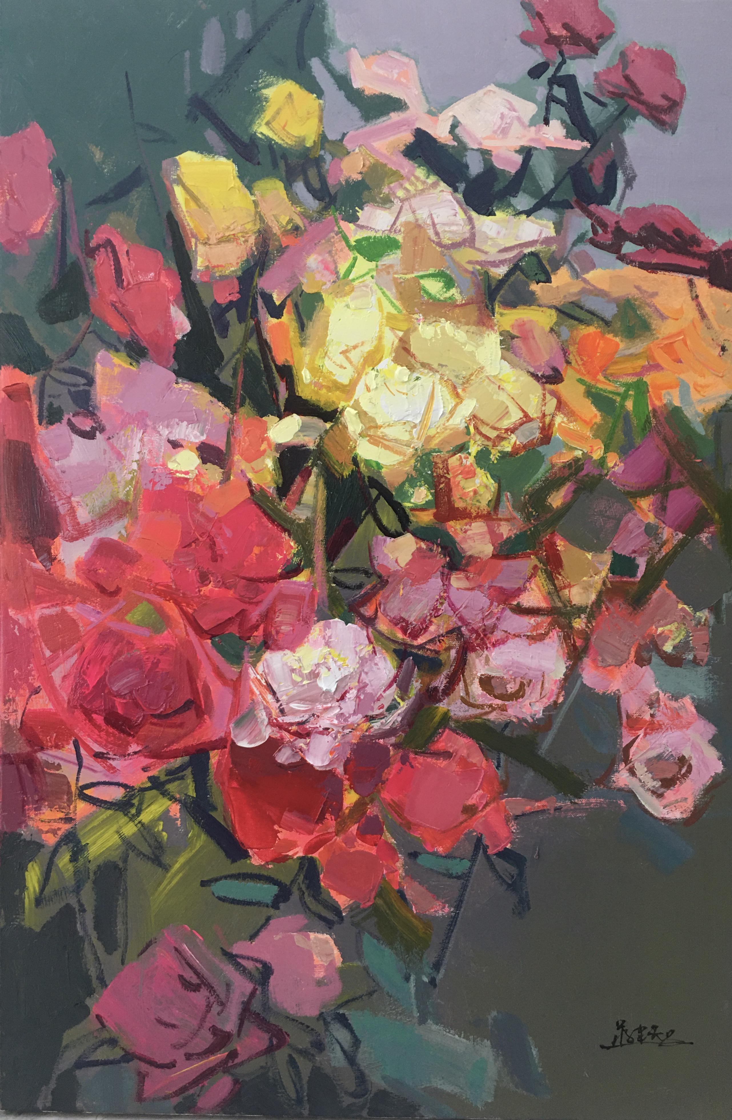 Performance flowers, Acrylic, 80x120cm, 2020 r/originalpainting