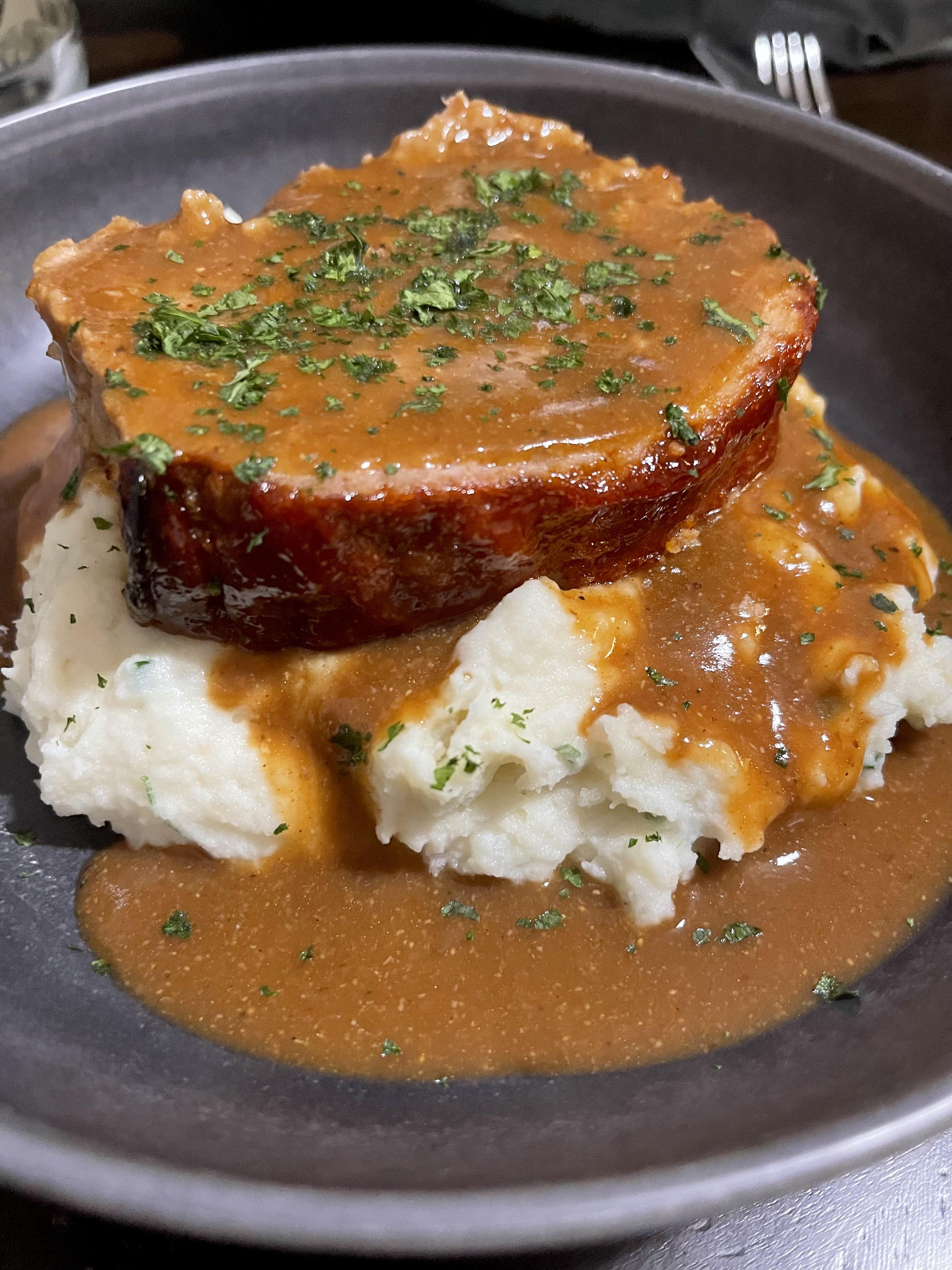 Meatloaf And Mashed Potatoes And Gravy
