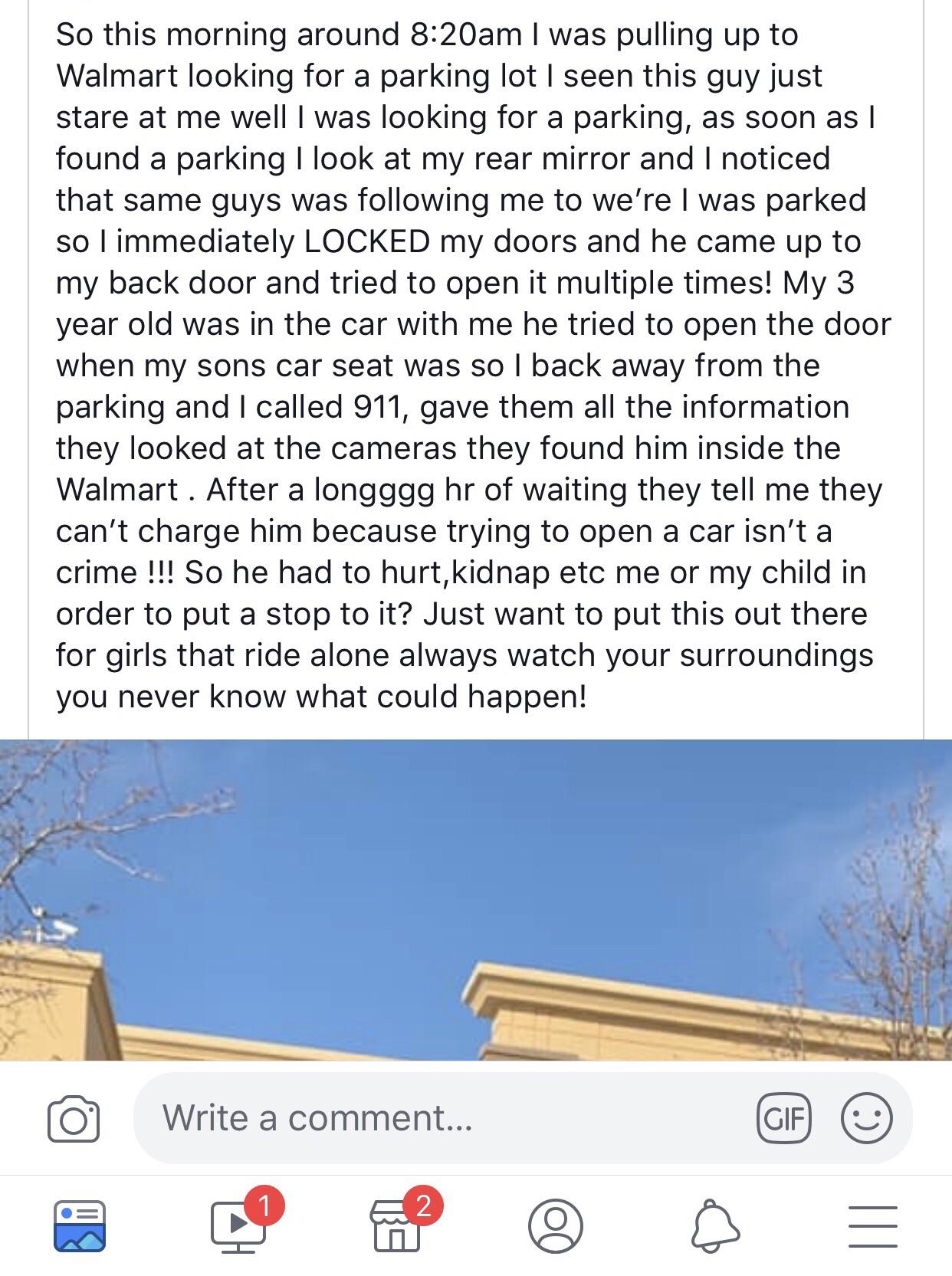 Creep at Wal Mart on 72nd and Sheridan. This was posted on NextDoor and