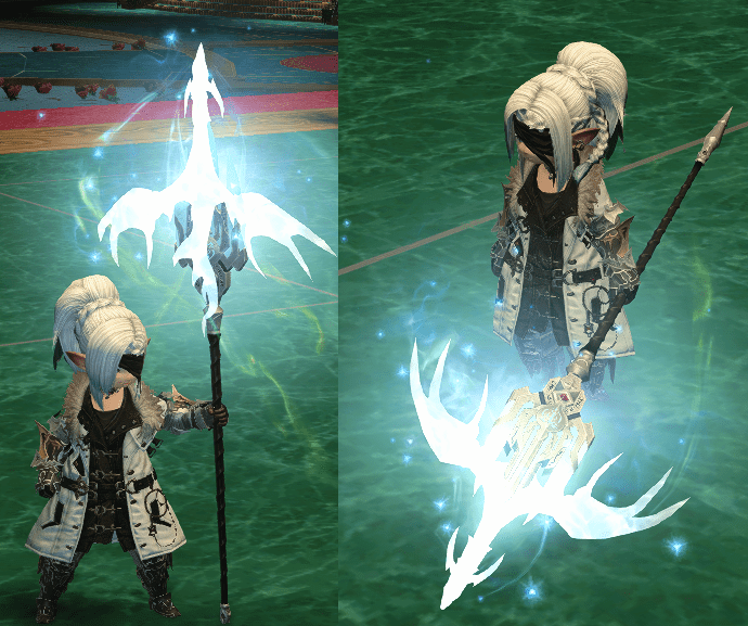 Please let males have an idle pose with their lance vertical like on