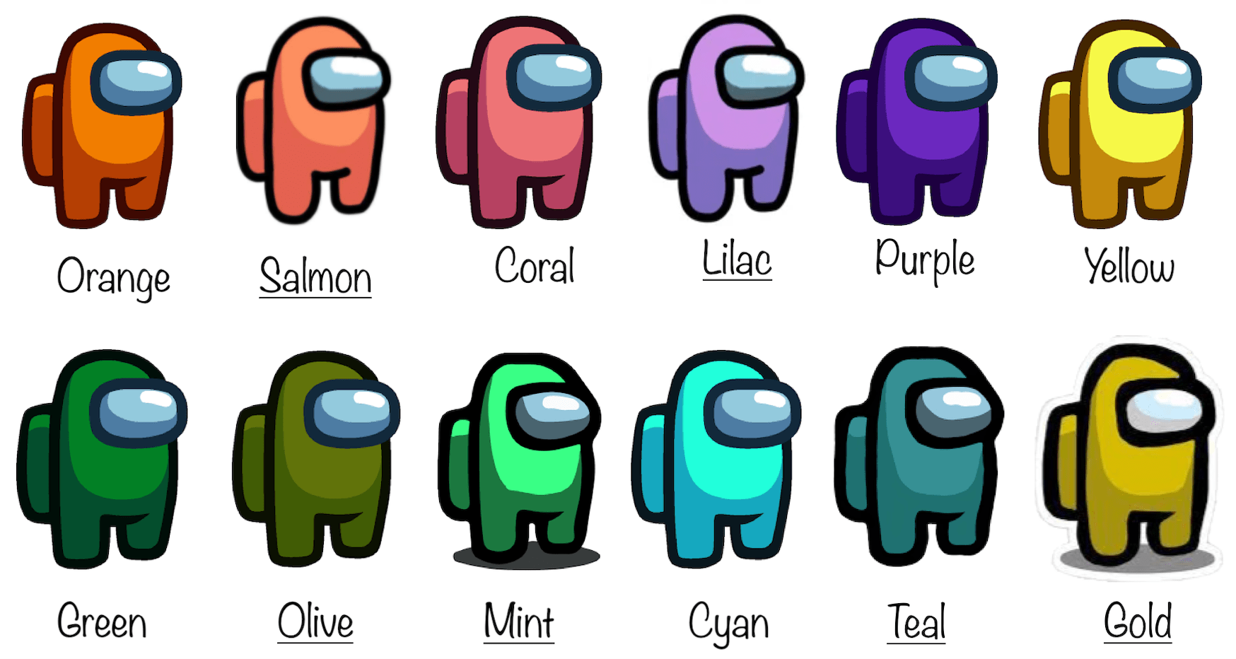 among us colour ideas r/AmongUs