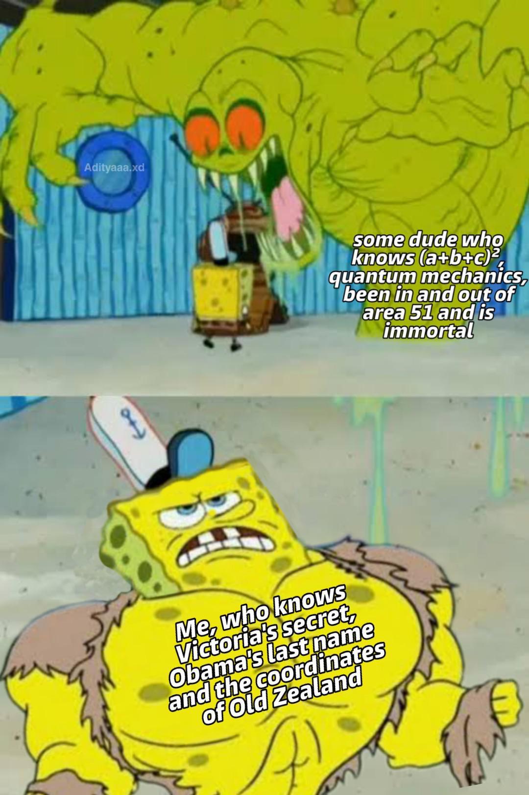 Buff Spongebob against a monster r/MemeTemplatesOfficial