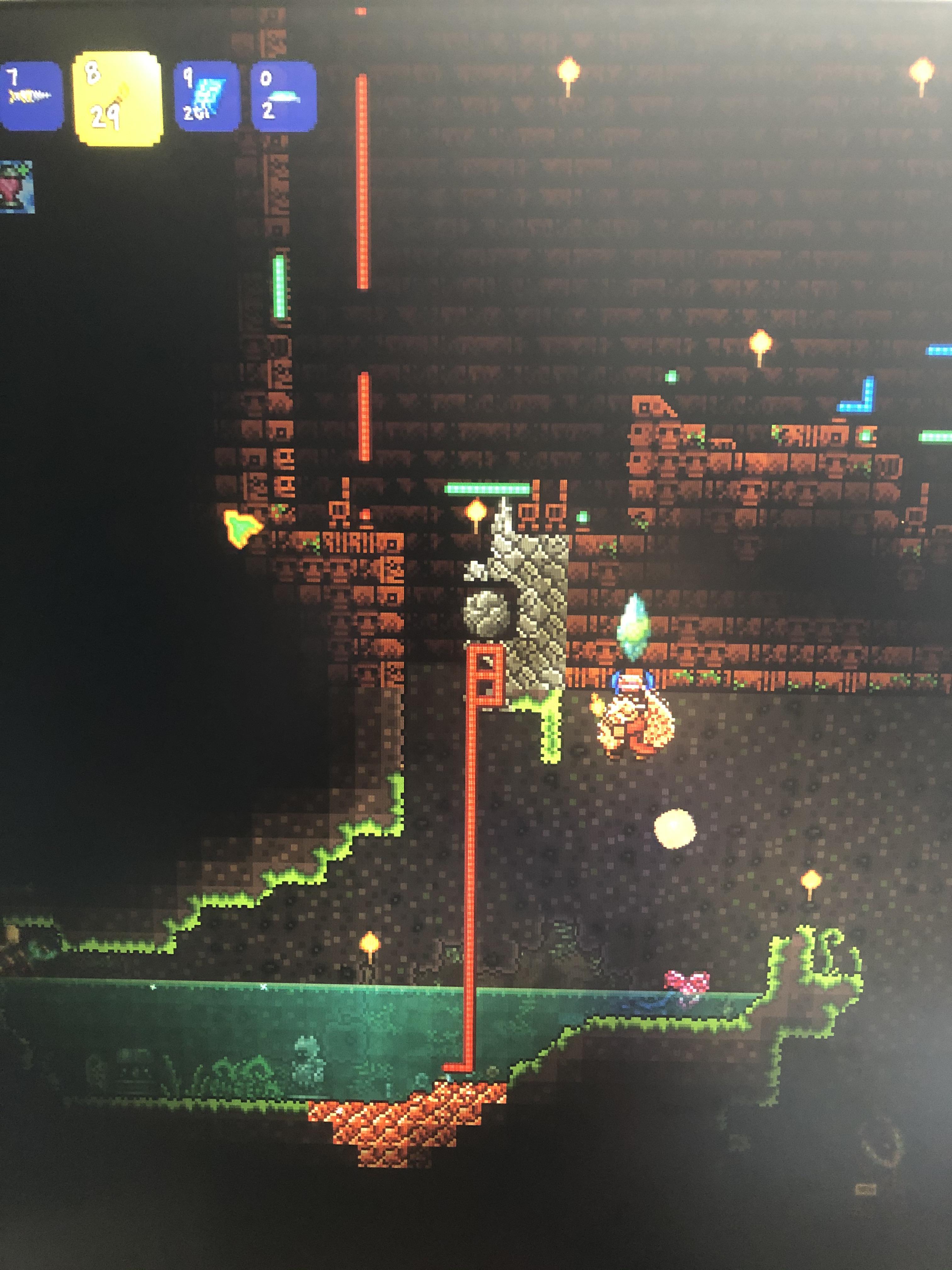 World generated boulder cuts into the temple r/Terraria