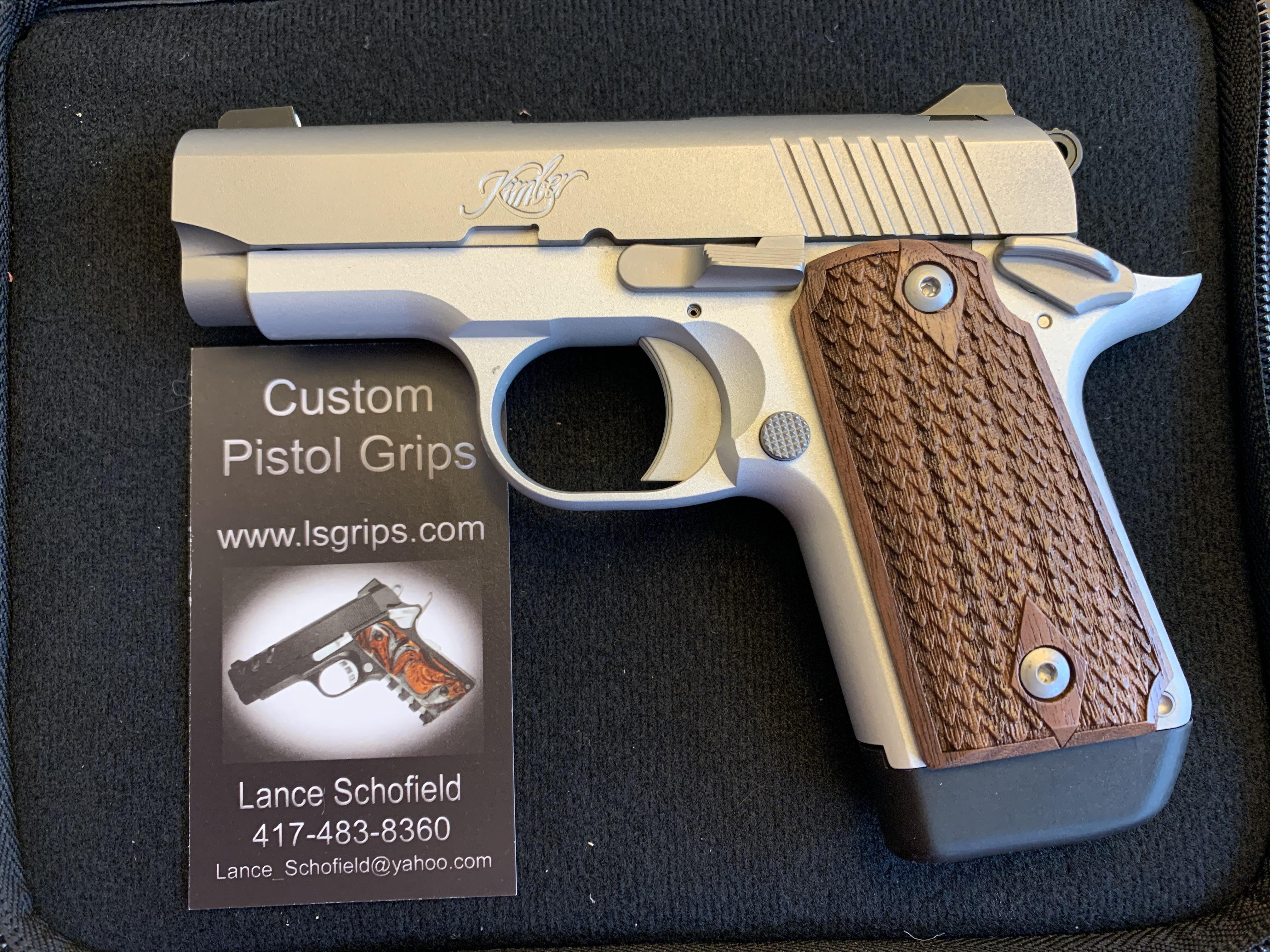 Walnut grips for my Kimber Micro 9 showed up today. r/guns