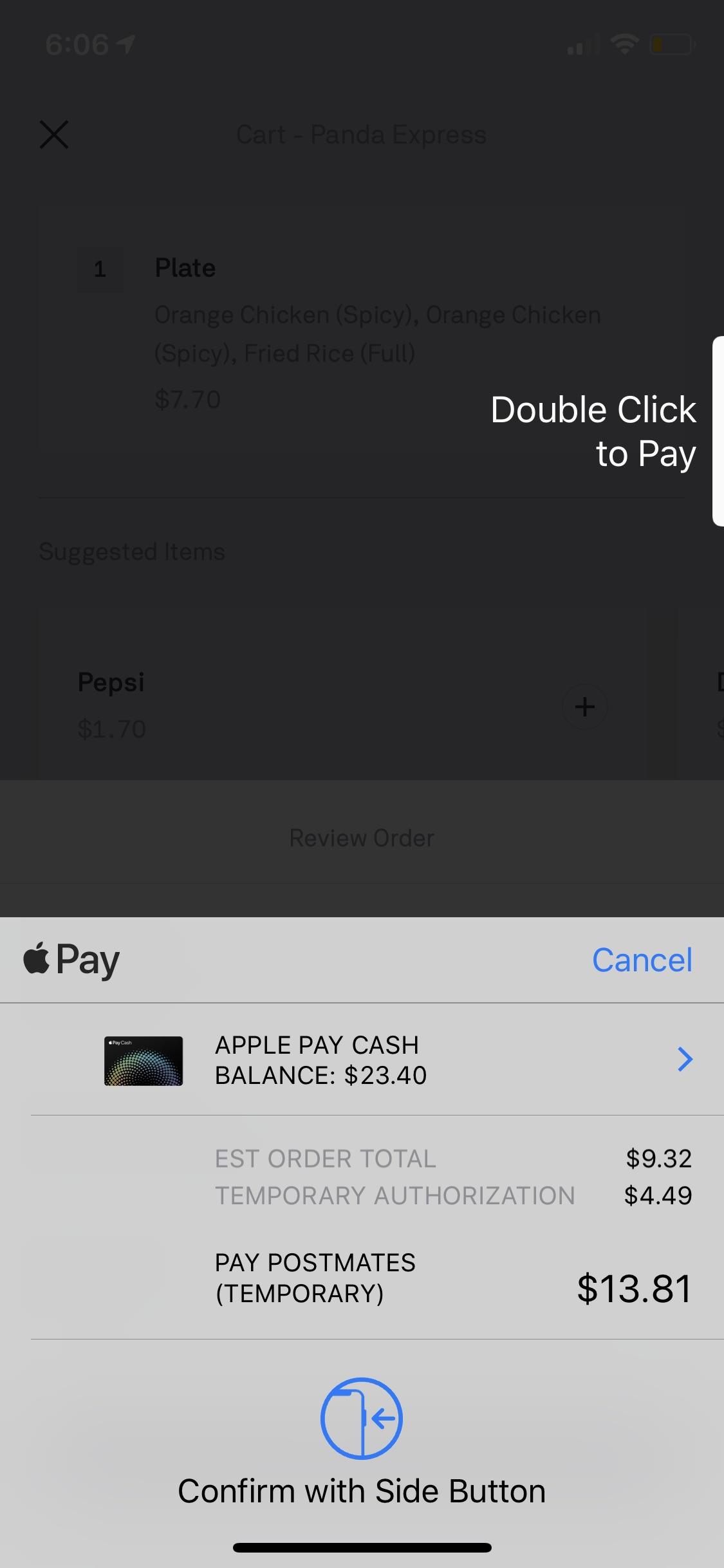 What is the temporary charge for? r/postmates