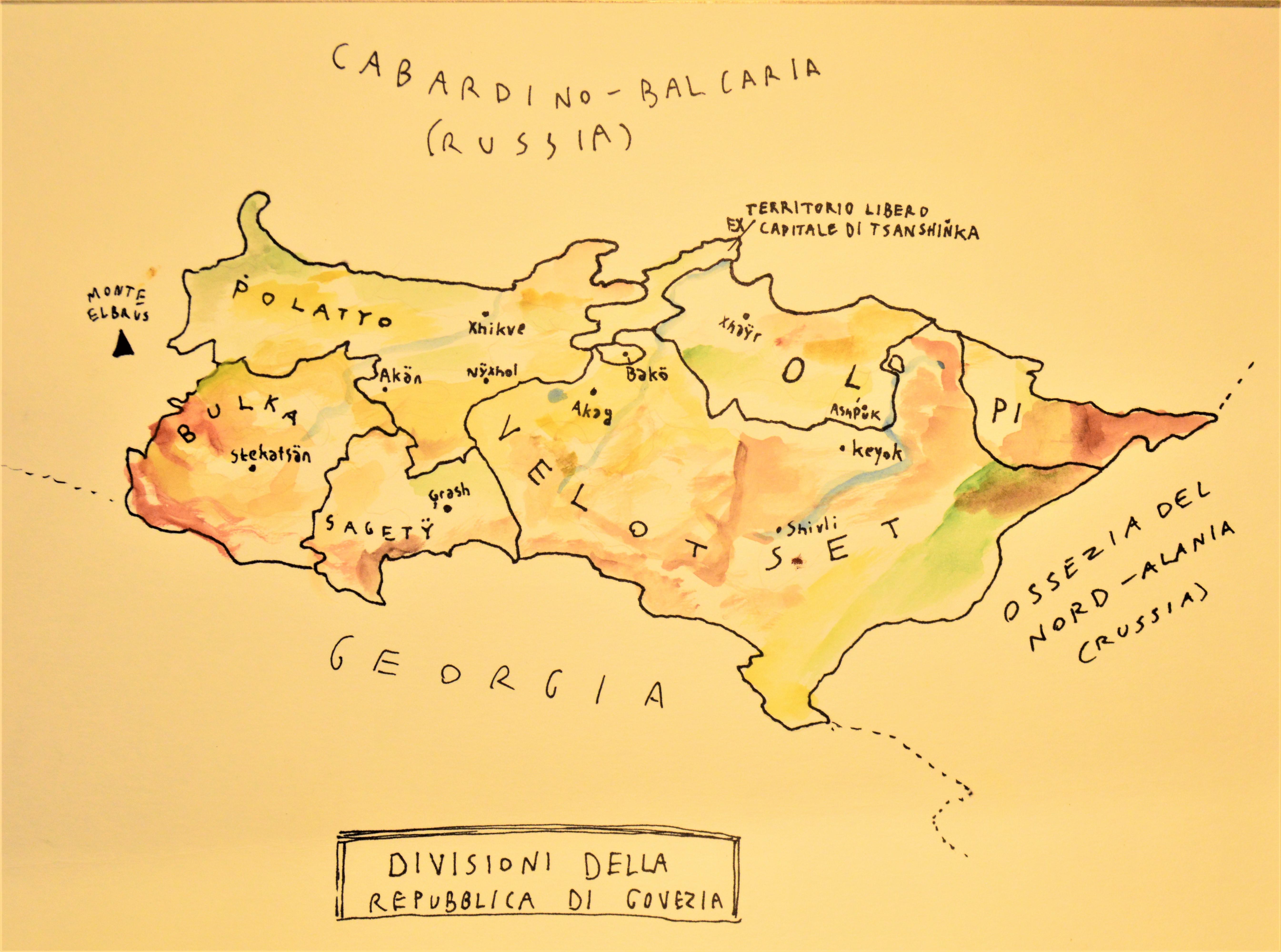 The map of the Govetian Republic (descriptions in Italian). r