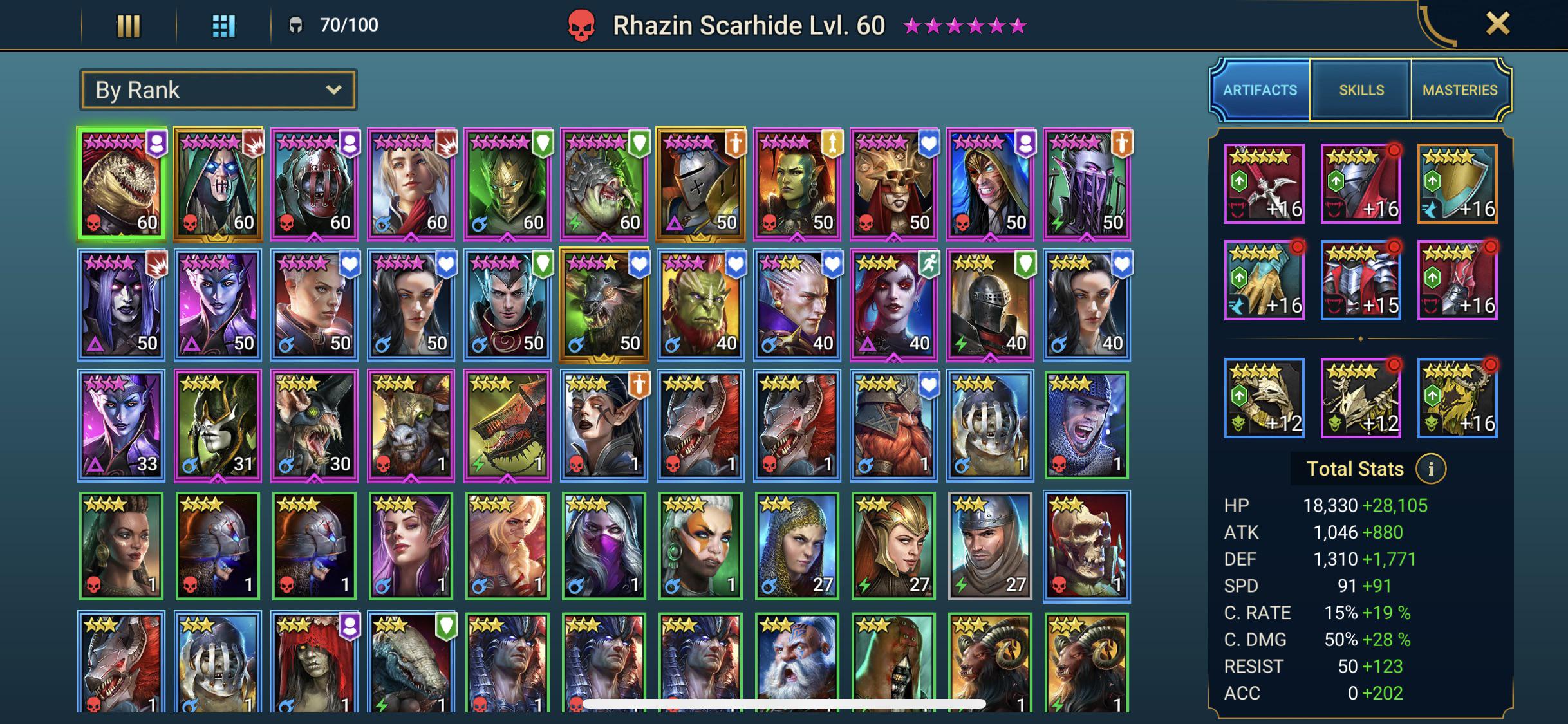 Can Rhazin (or BeK) effectively tank Spider 20 instead of Sinesha (would have to up her)? What