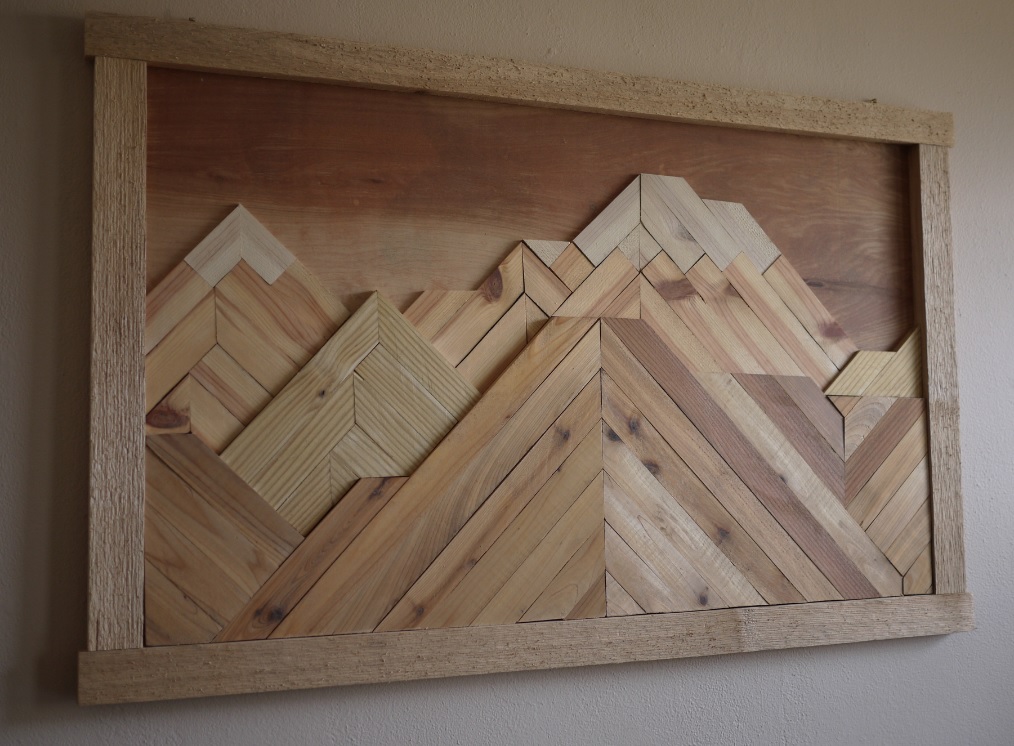Tried my hand at the woodmountain wall art project. Long's Peak, Colorado r/woodworking