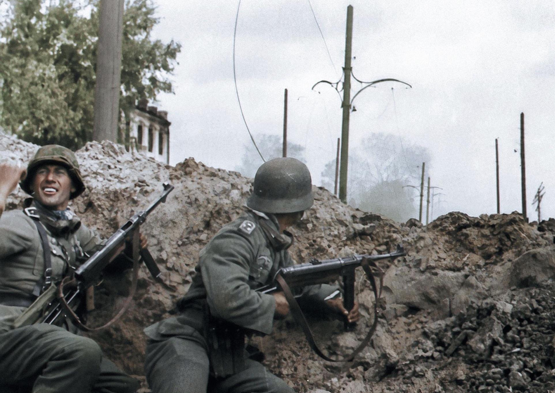 German soldiers of the 24th Panzer Division fighting near the southern