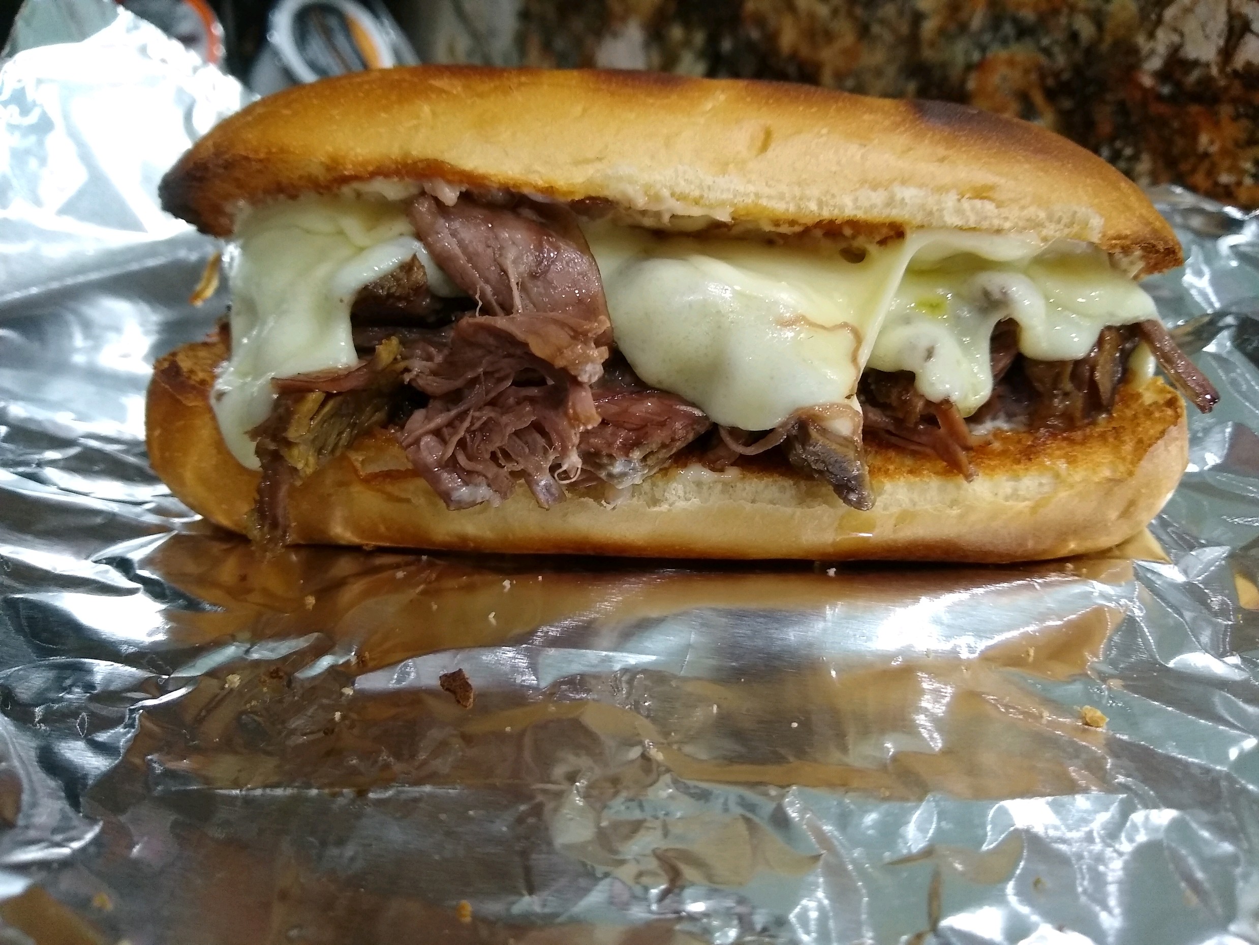 French dip with provolone cheese and horsey mayo r/slowcooking