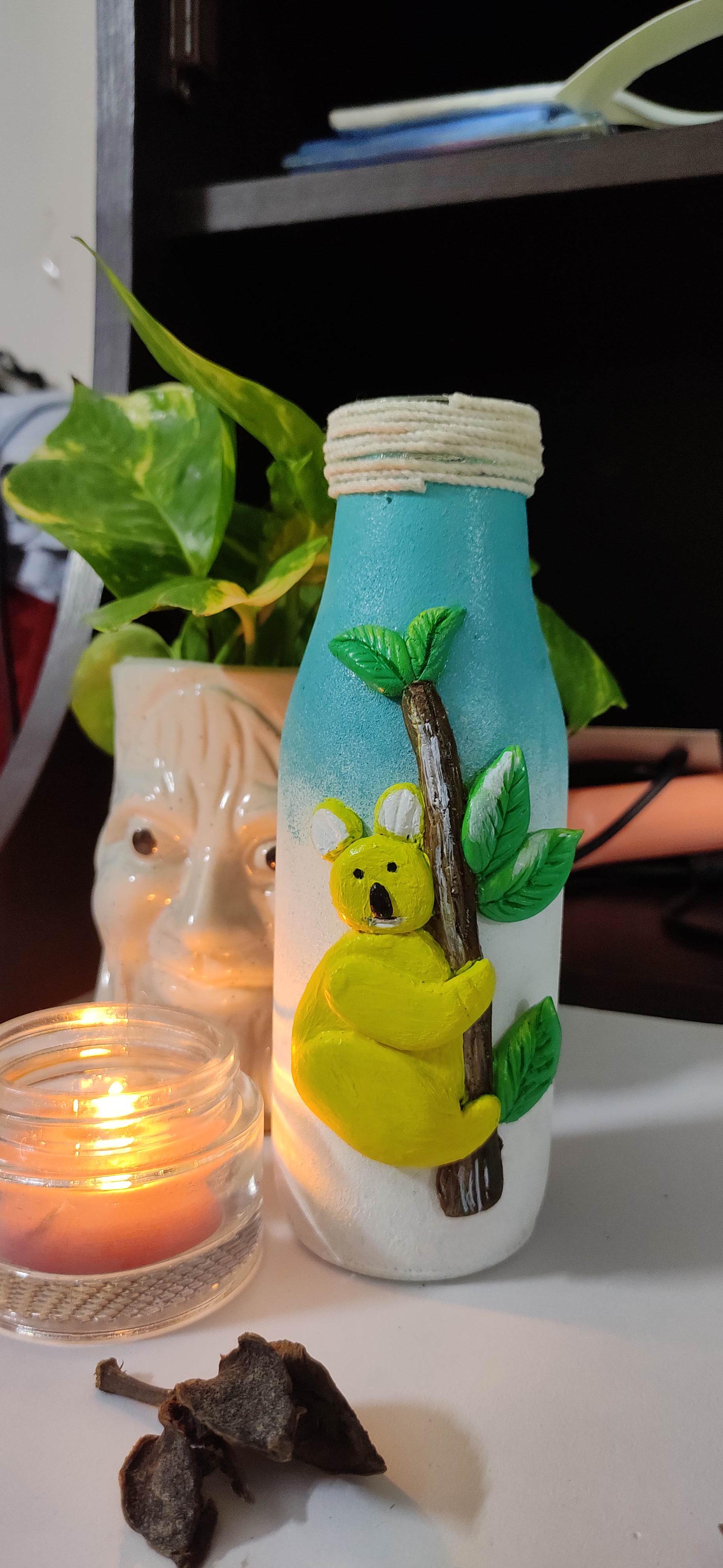handmade bottle art with mouldit clay by me ) r/handmade