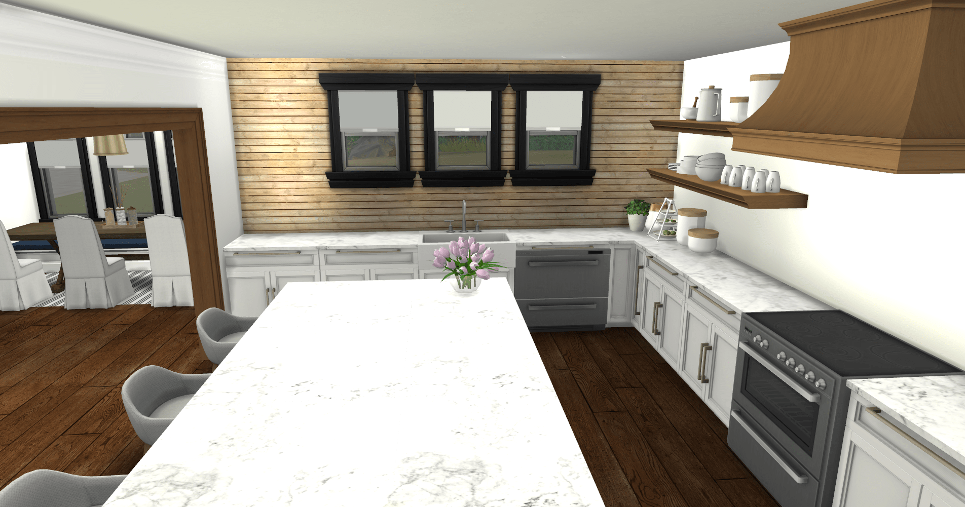 Wood Feature Wall Kitchen r/thesims