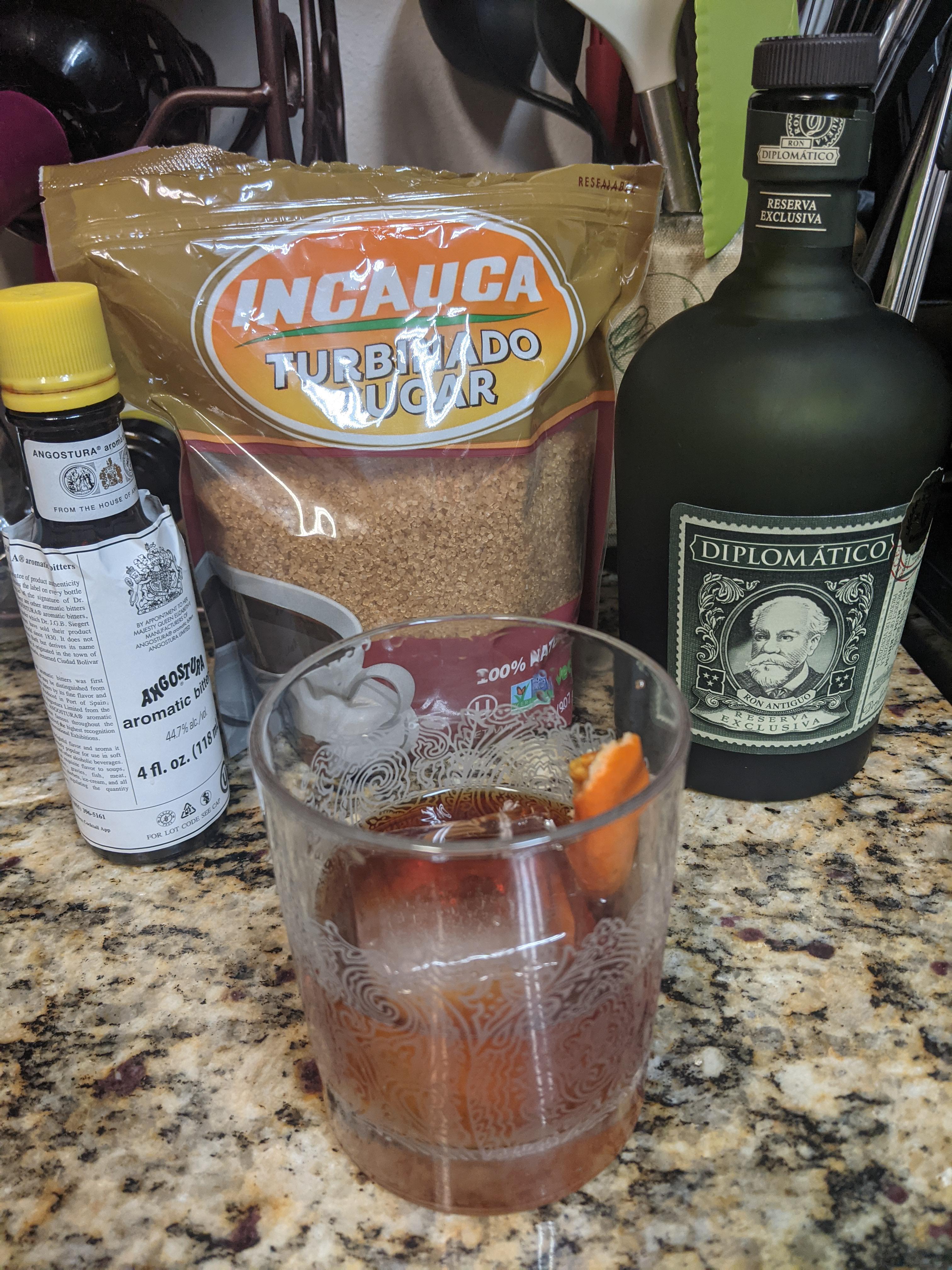 Rum old fashioned cocktails