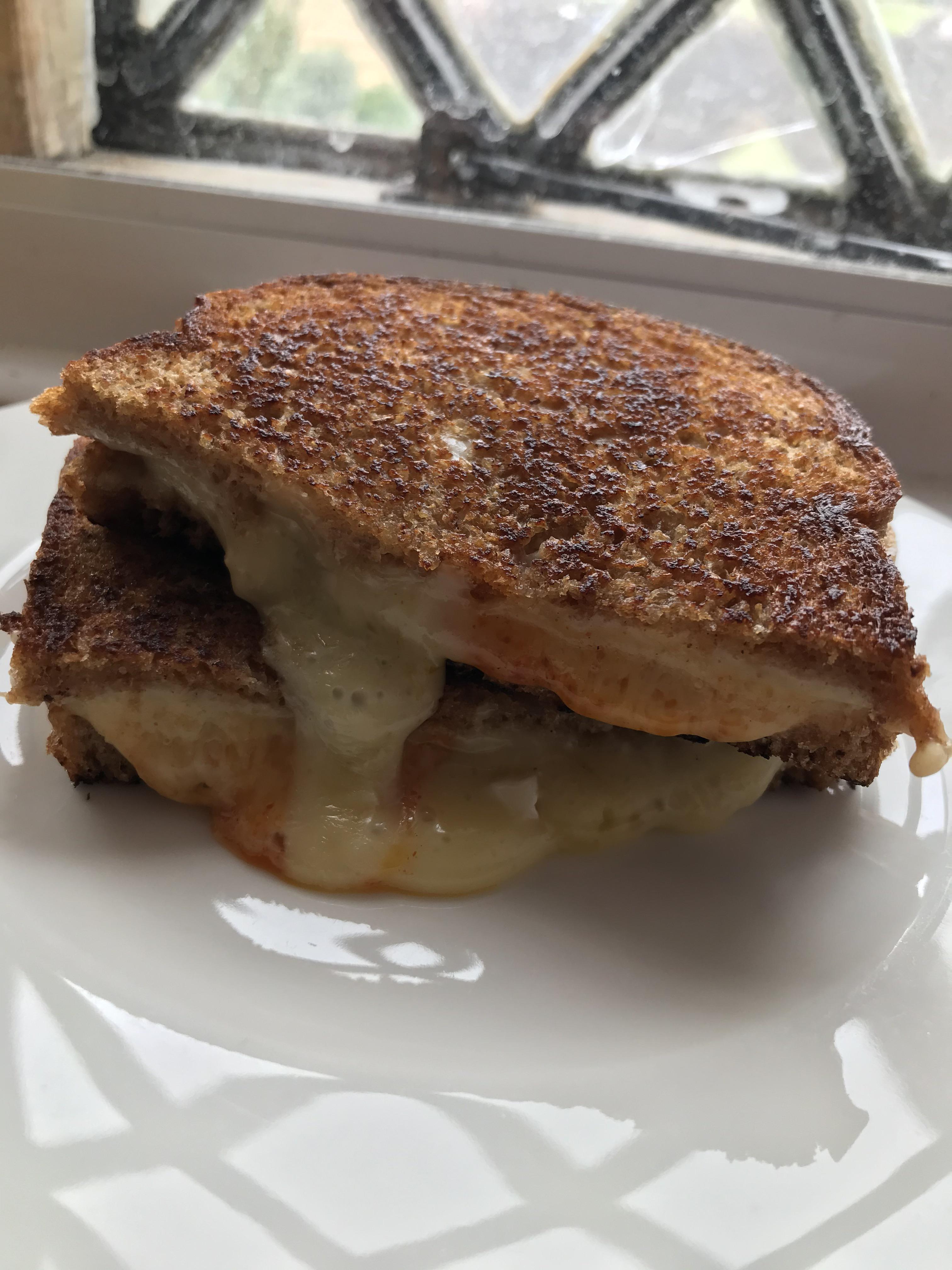 Smoked cheddar and Brie grilled cheese r/grilledcheese