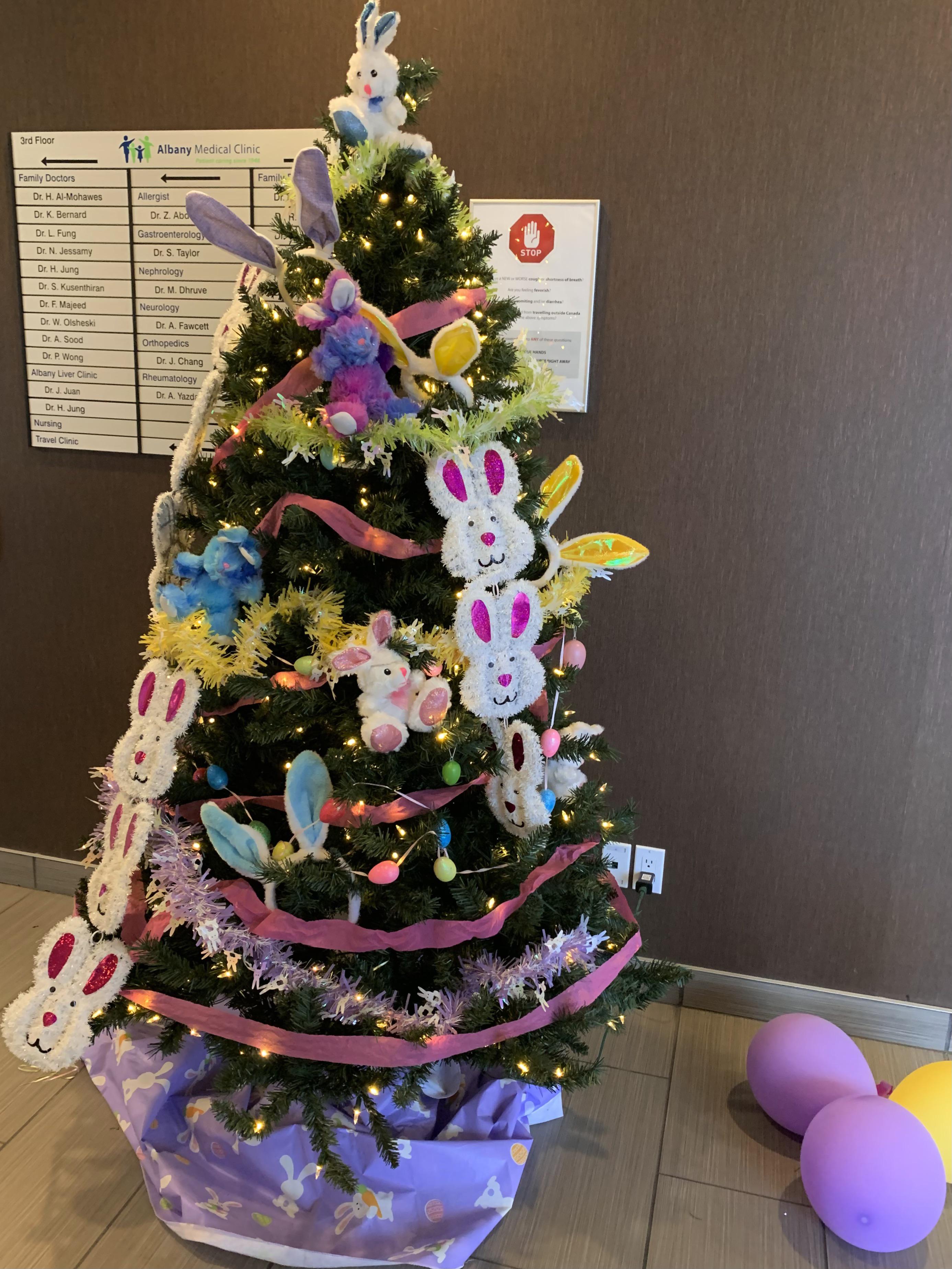 Keep the Christmas tree up year round and just swap out the decorations