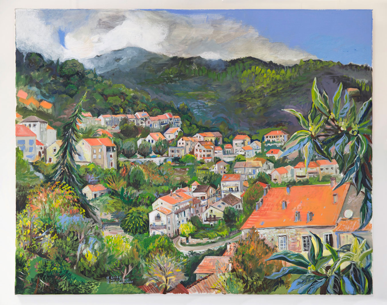Plein air painting residency in Corsica 4. View on the town of Levie