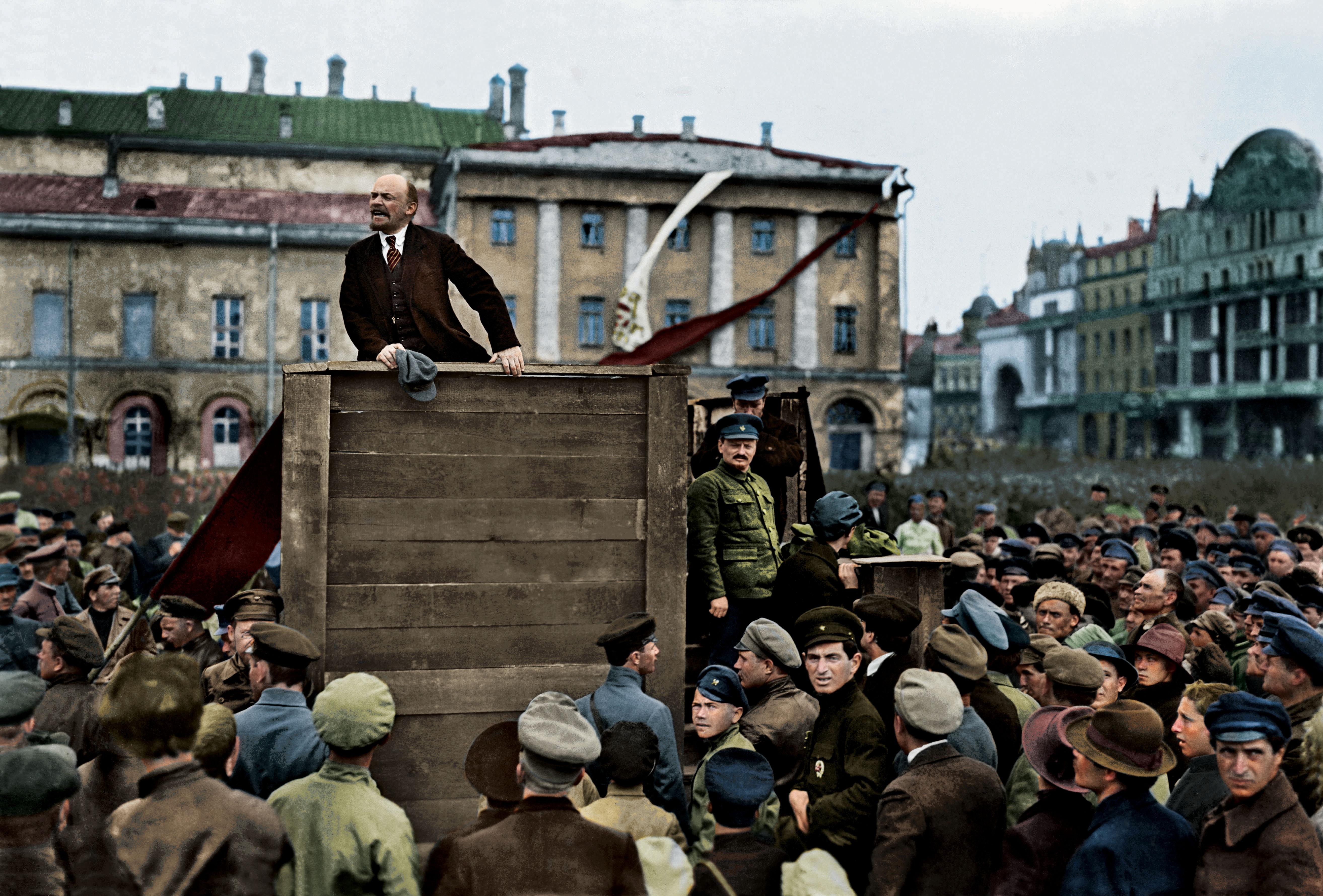 october revolution led by vladimir lenin, 1917 (colorized by me