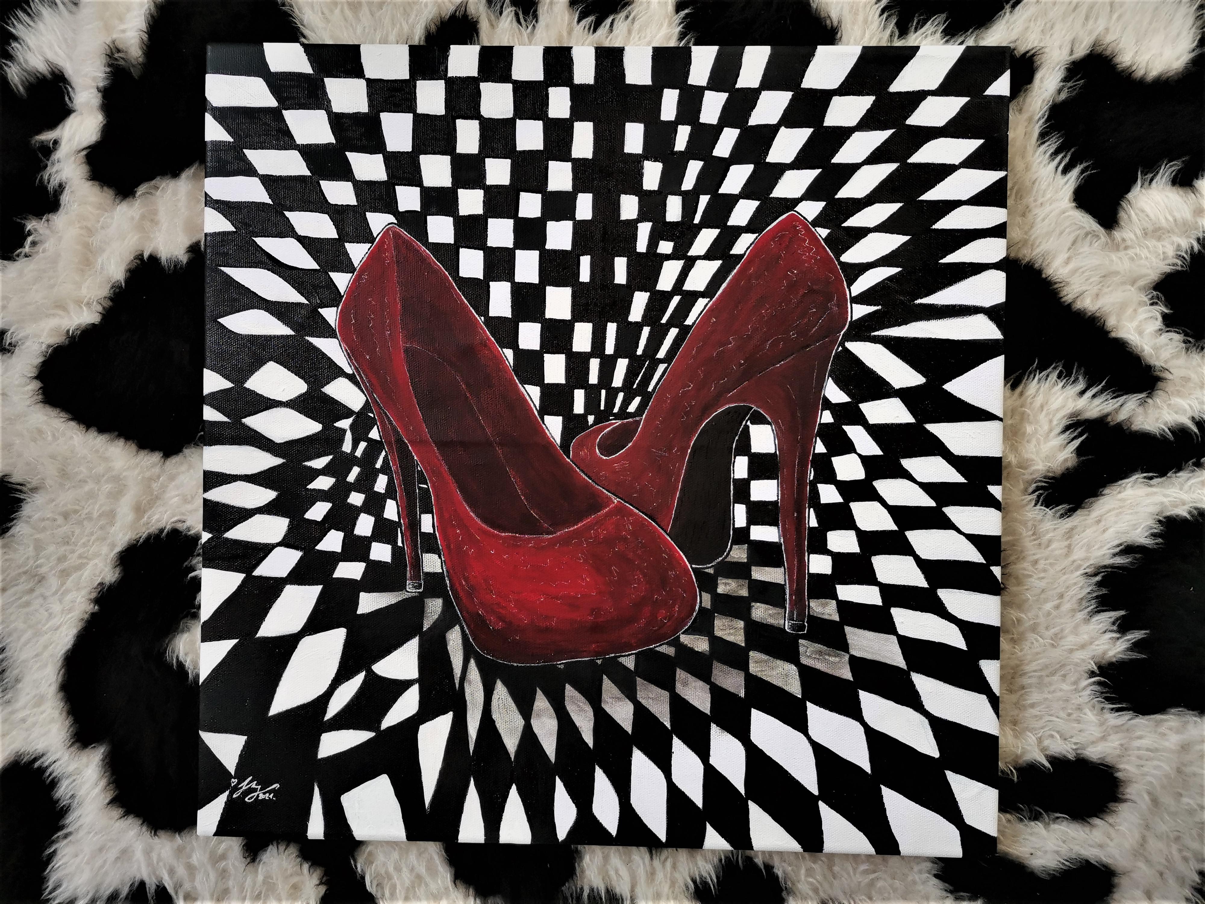 Red Shoes, Me, Acrylic on canvas, 2021 r/Art