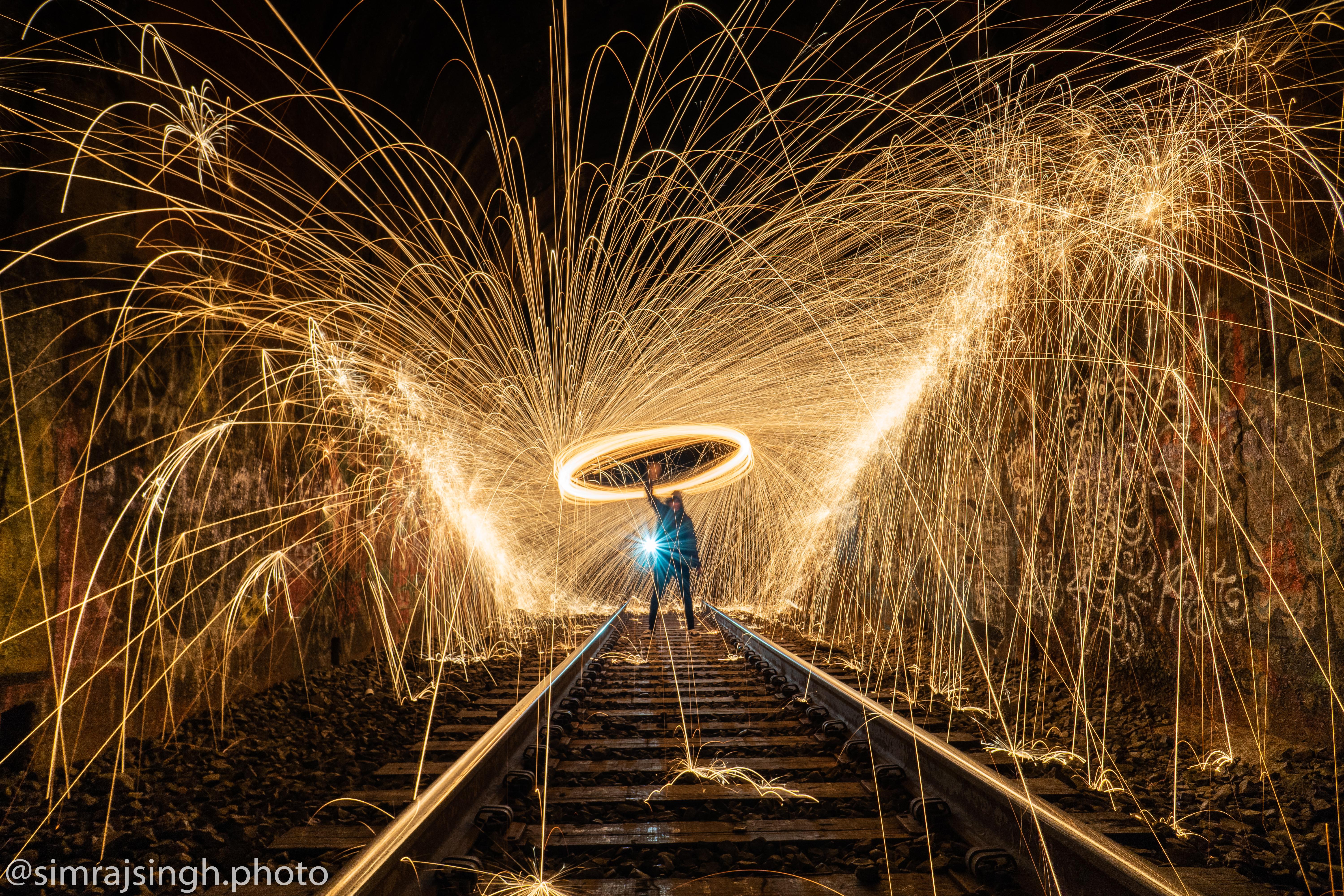 Steel Wool Photography x Train Tunnel [OC] [6000x4000] r/ExposurePorn