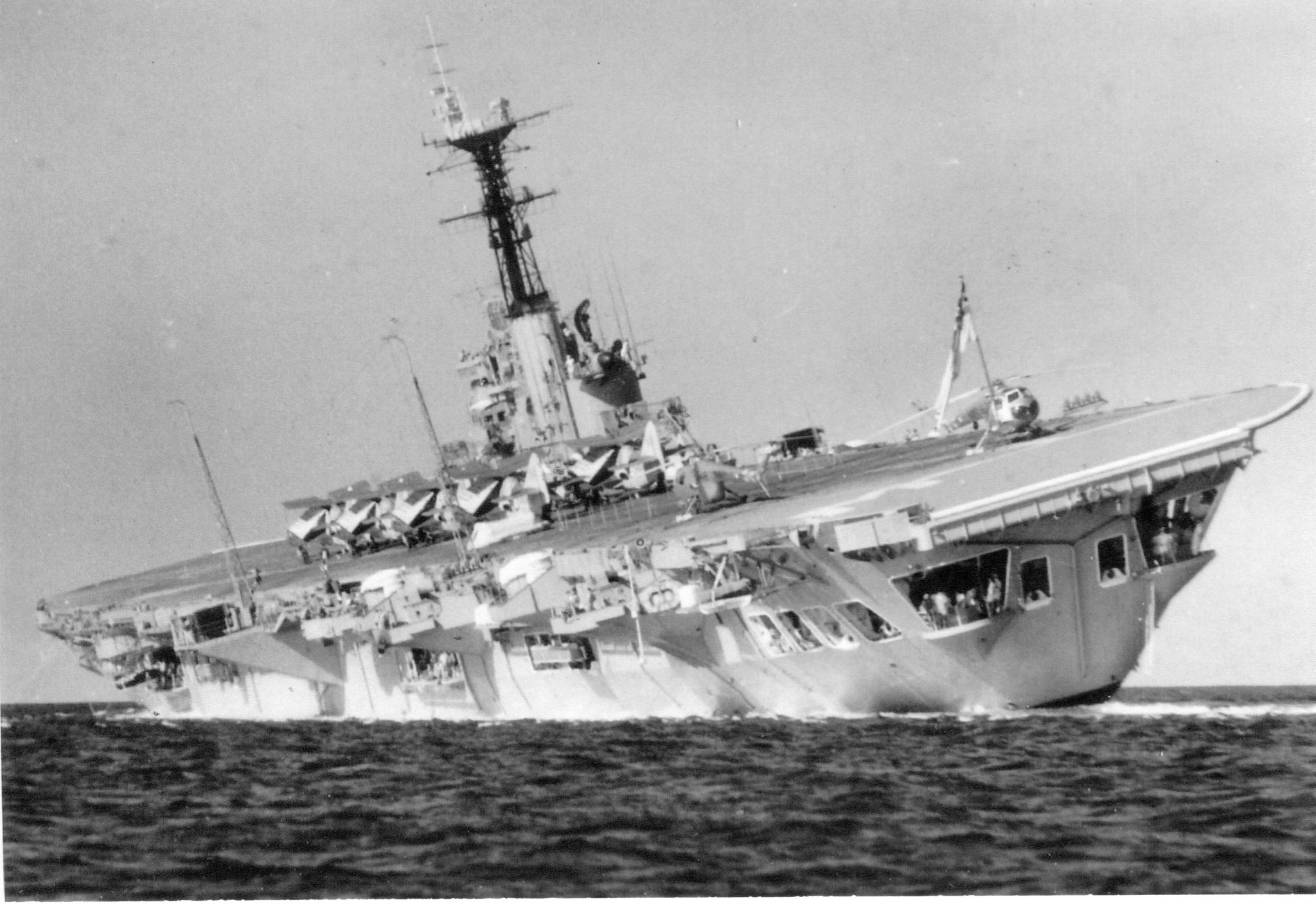 HMAS MelbourneMajestic Class Light Aircraft Carrier conducting damage