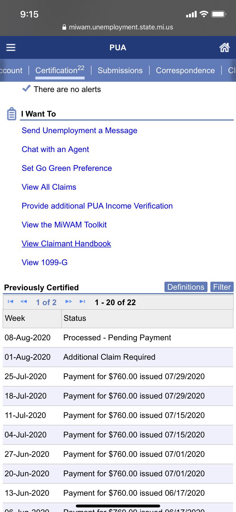 [Michigan] Haven’t recieved payment yet. Apparently I had an